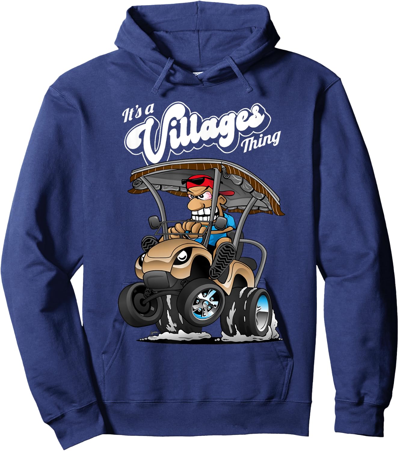 Golf Cart It's a Villages Thing Golf Car Cartoon Design Hoodie - Hoodie | Navy