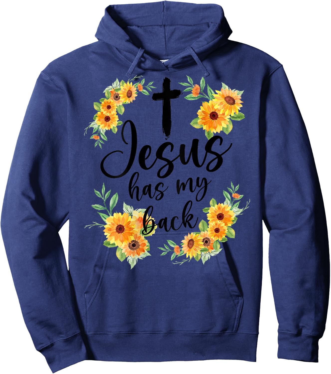 Jesus Has My Back (On Back) Women Hoodie - Hoodie | Navy