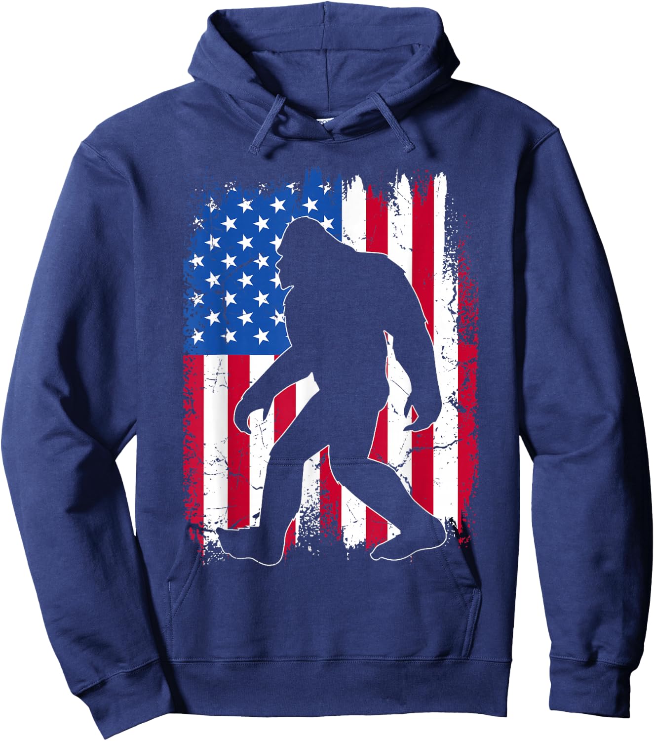 Bigfoot 4th Of July American USA Flag Patriotic Veterans Day Hoodie - Hoodie | Navy