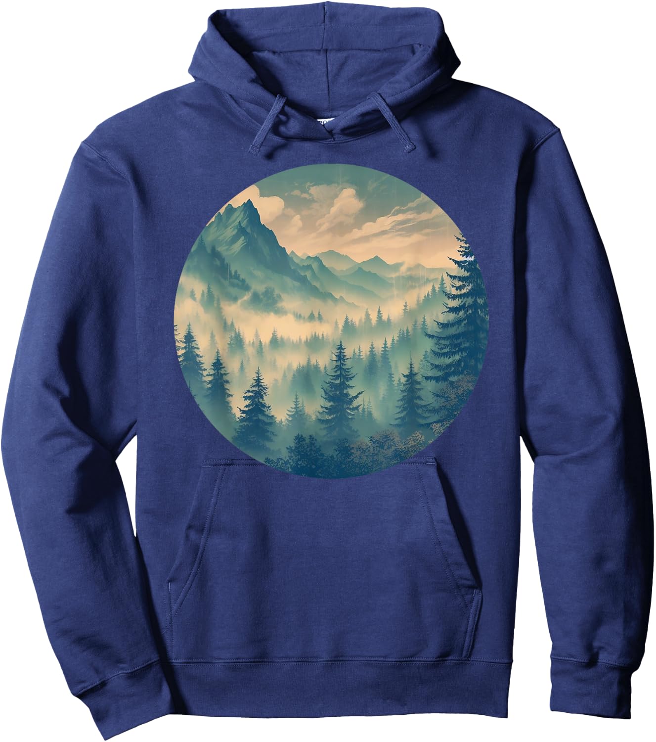 Foggy Forest Pine Tree Woods Green Nature Hoodie - Hoodie | Navy
