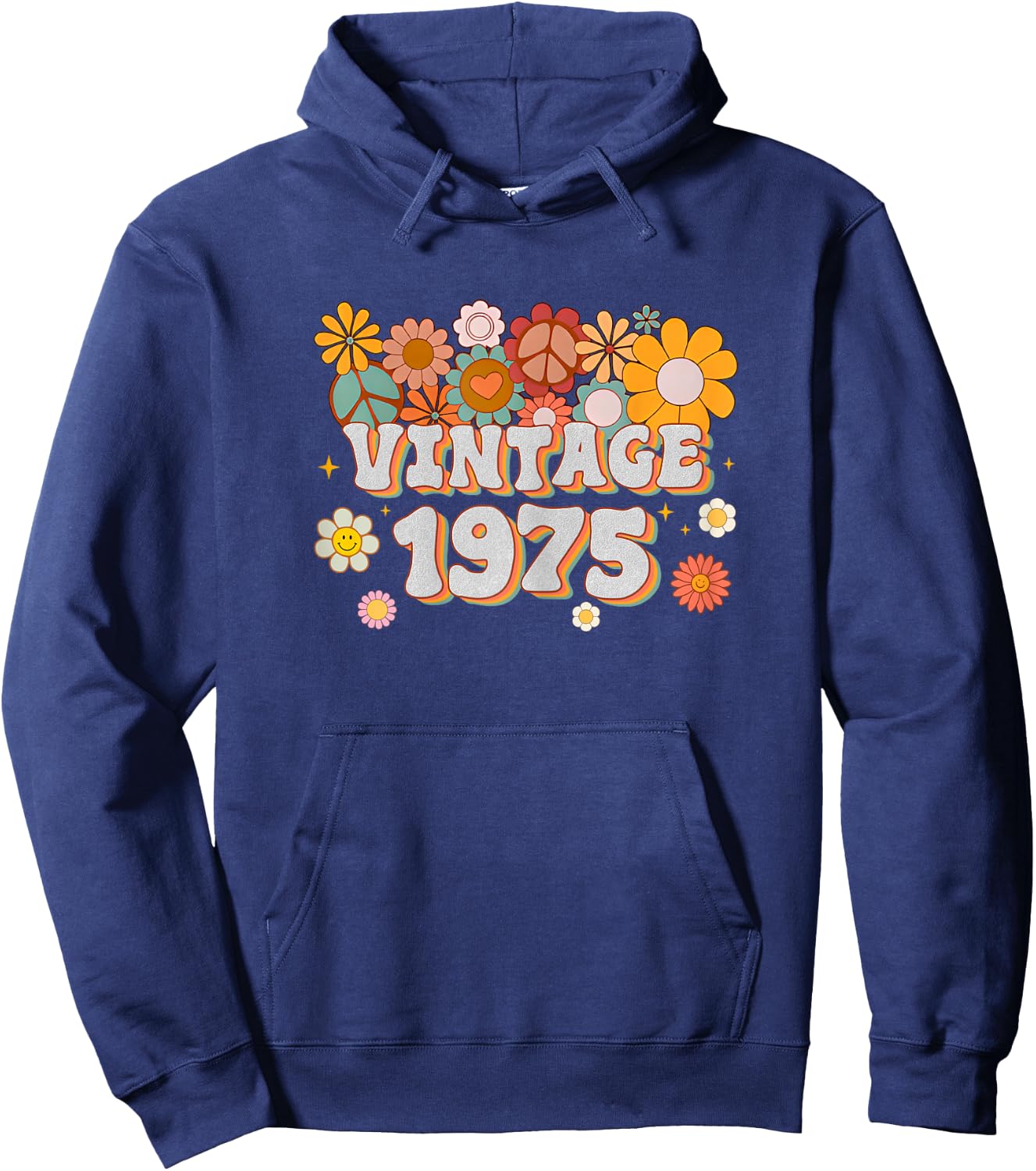 Vintage 1975 48th Birthday Gift Retro 48 Years Old Mom Dad Hoodie - Hoodie | Navy