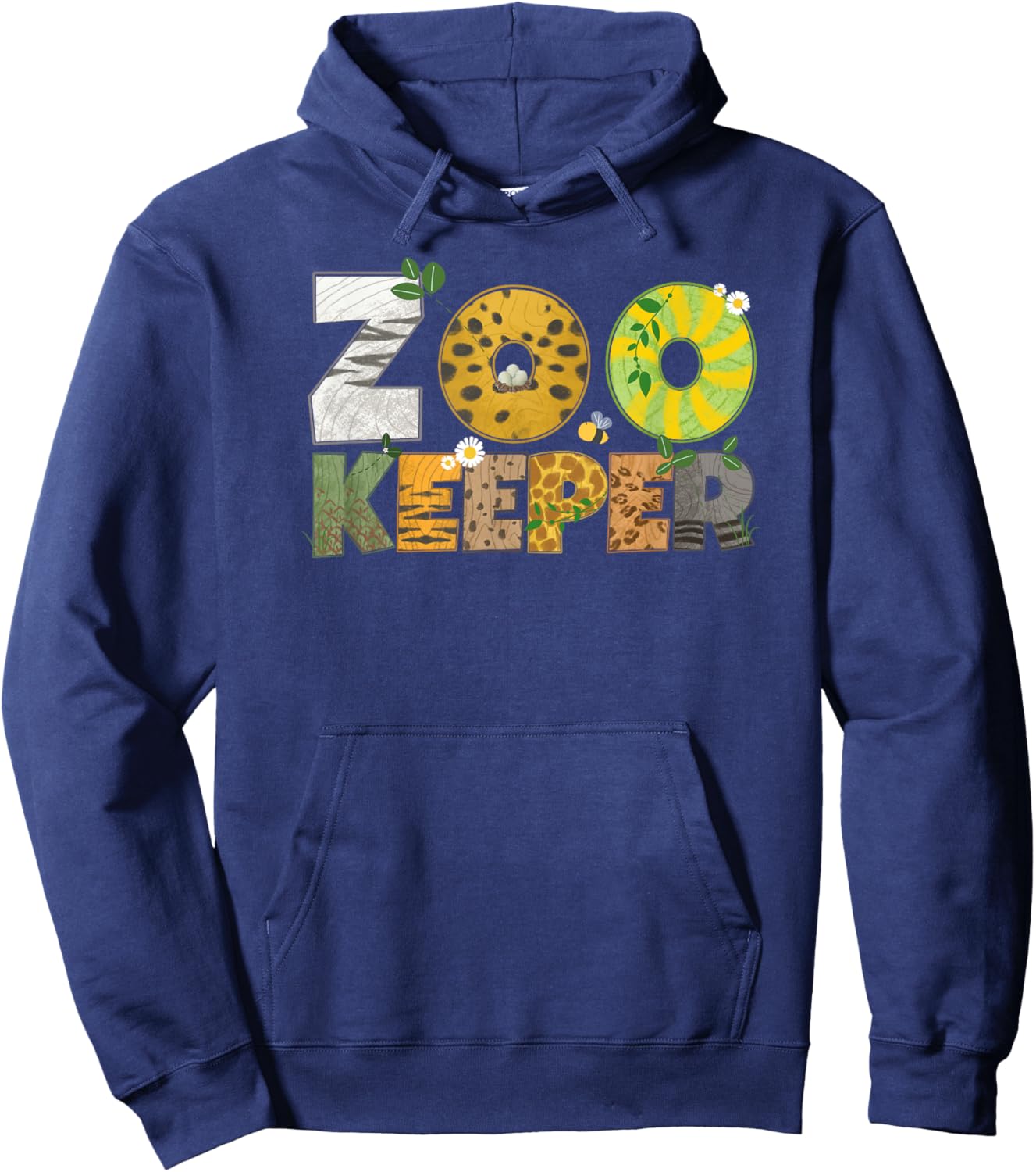Zoo Keeper African Savanna Wildlife Animal Print Hoodie - Hoodie | Navy