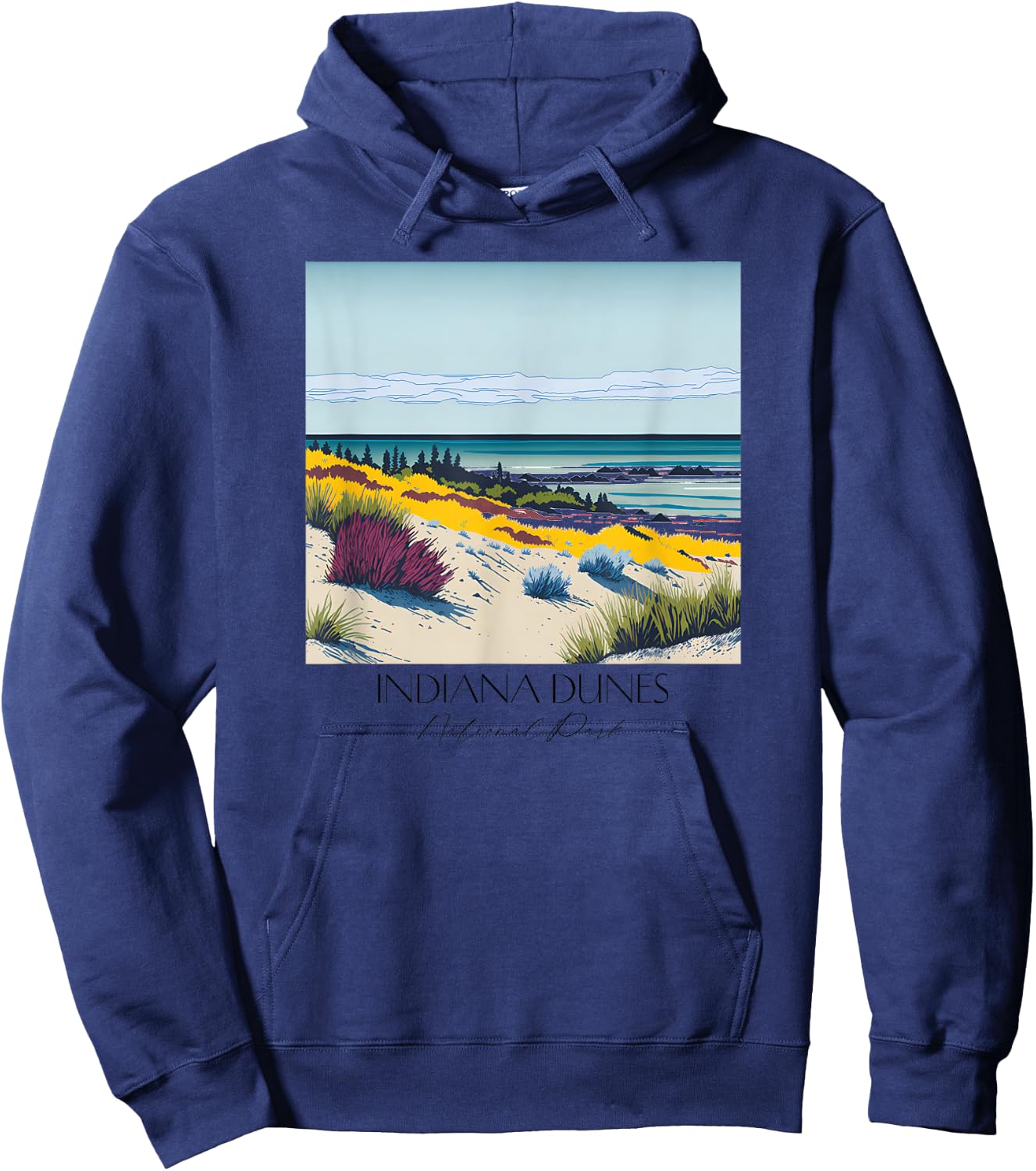 Cool Indiana Dunes National Park Hiking Watercolor Graphic Hoodie - Hoodie | Navy