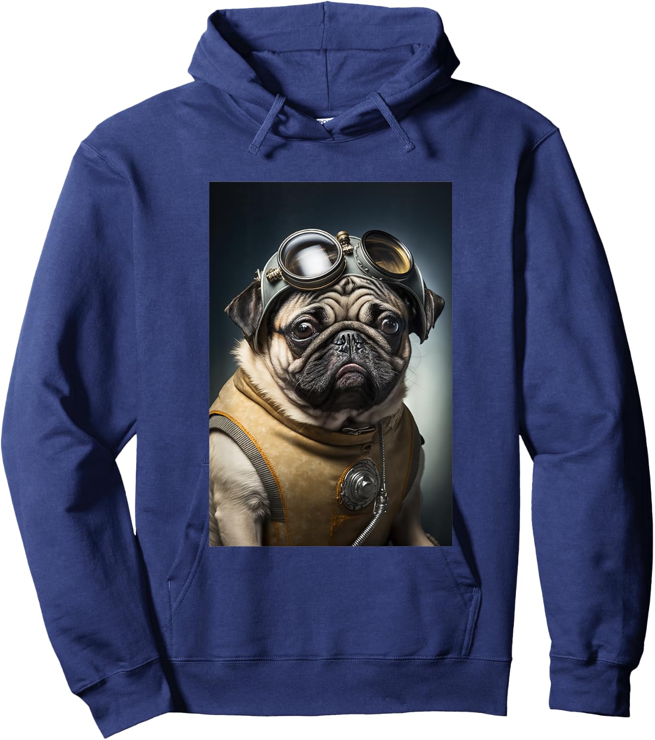 Space Smart Dog Kawaii Cute Pug PD Men Women Kids Hoodie - Hoodie | Navy