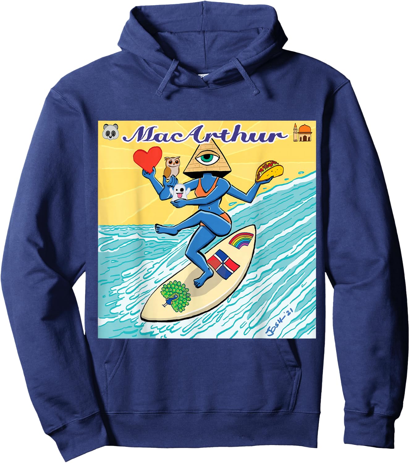 MacArthur - Surfing Pyramid Text Goddess Hoodie - Hoodie | Navy
