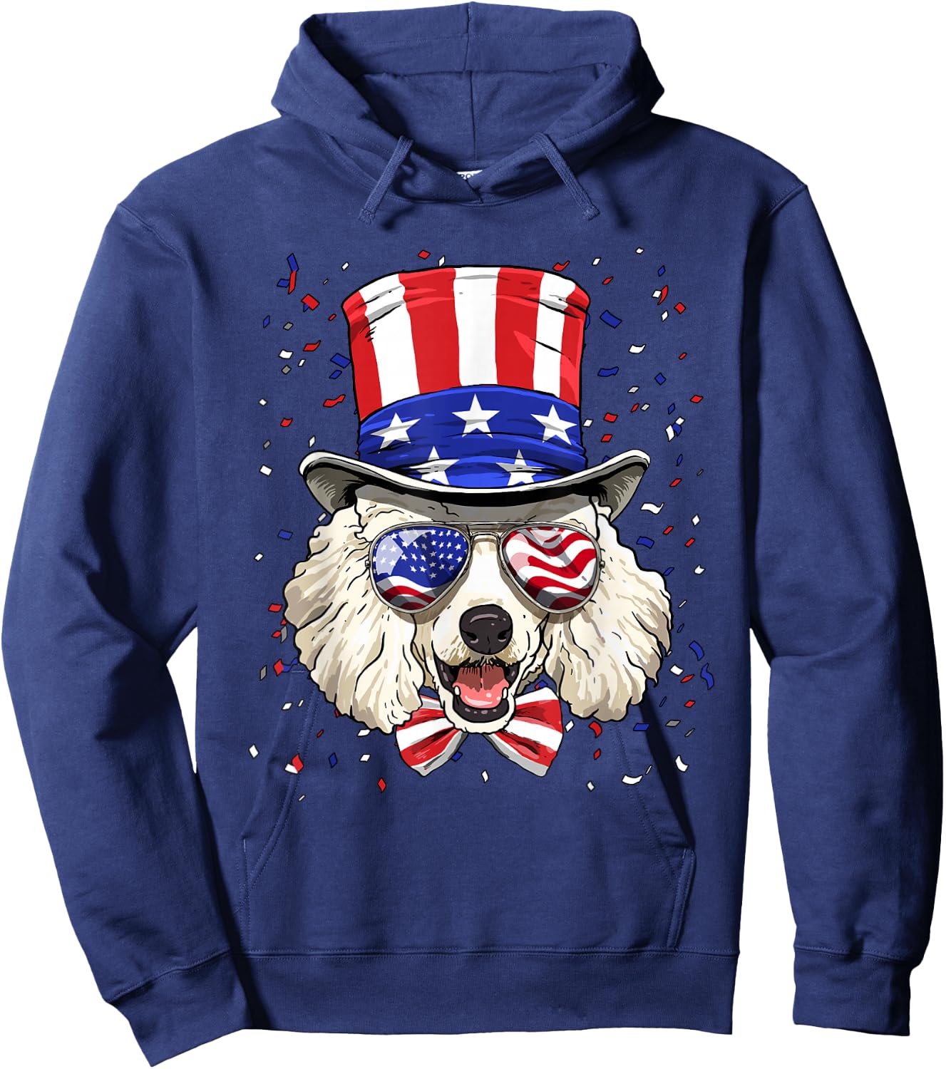 4th of July Patriotic Poodle Merica USA Flag Poodle Lover Hoodie - Hoodie | Navy