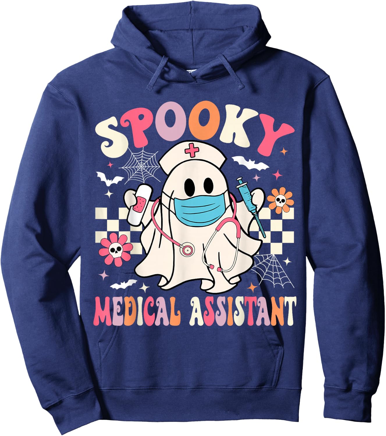 Groovy Spooky Medical Assistant Cute Halloween Med Assistant Hoodie - Hoodie | Navy