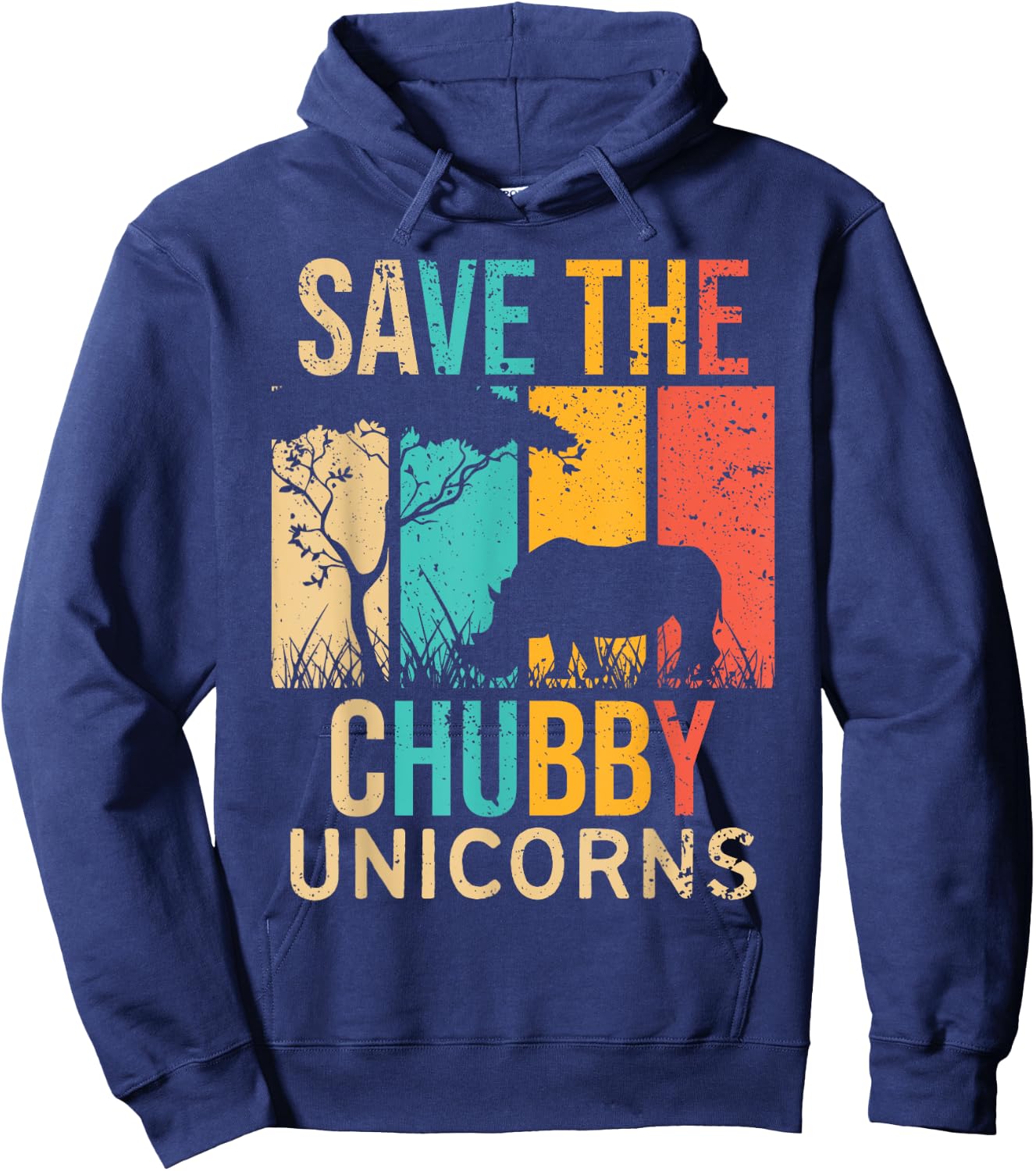 Save the Chubby Unicorns - Rhino Fat Unicorn Rhinoceros Hoodie - Hoodie | Navy