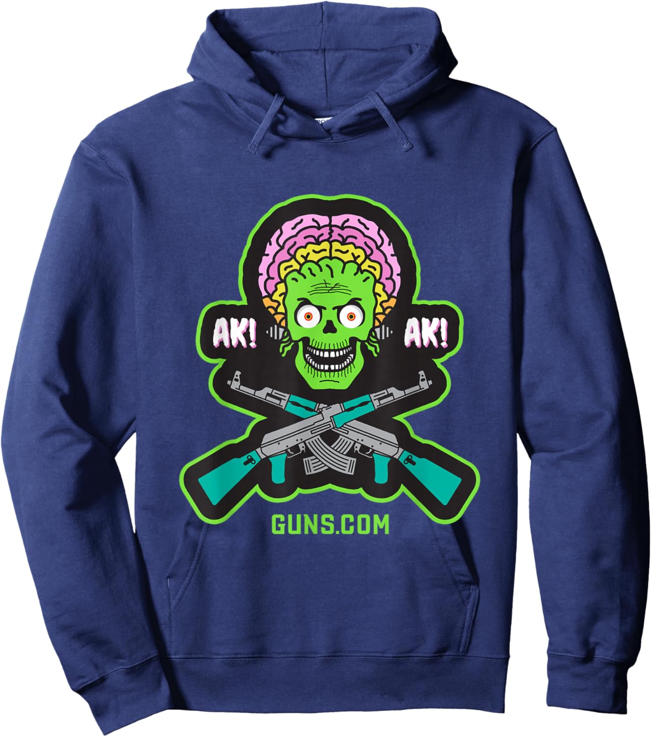 Guns.com AK-47 Alien - Women's Classic Fit Black Short Sleeve - Small Hoodie - Hoodie | Navy