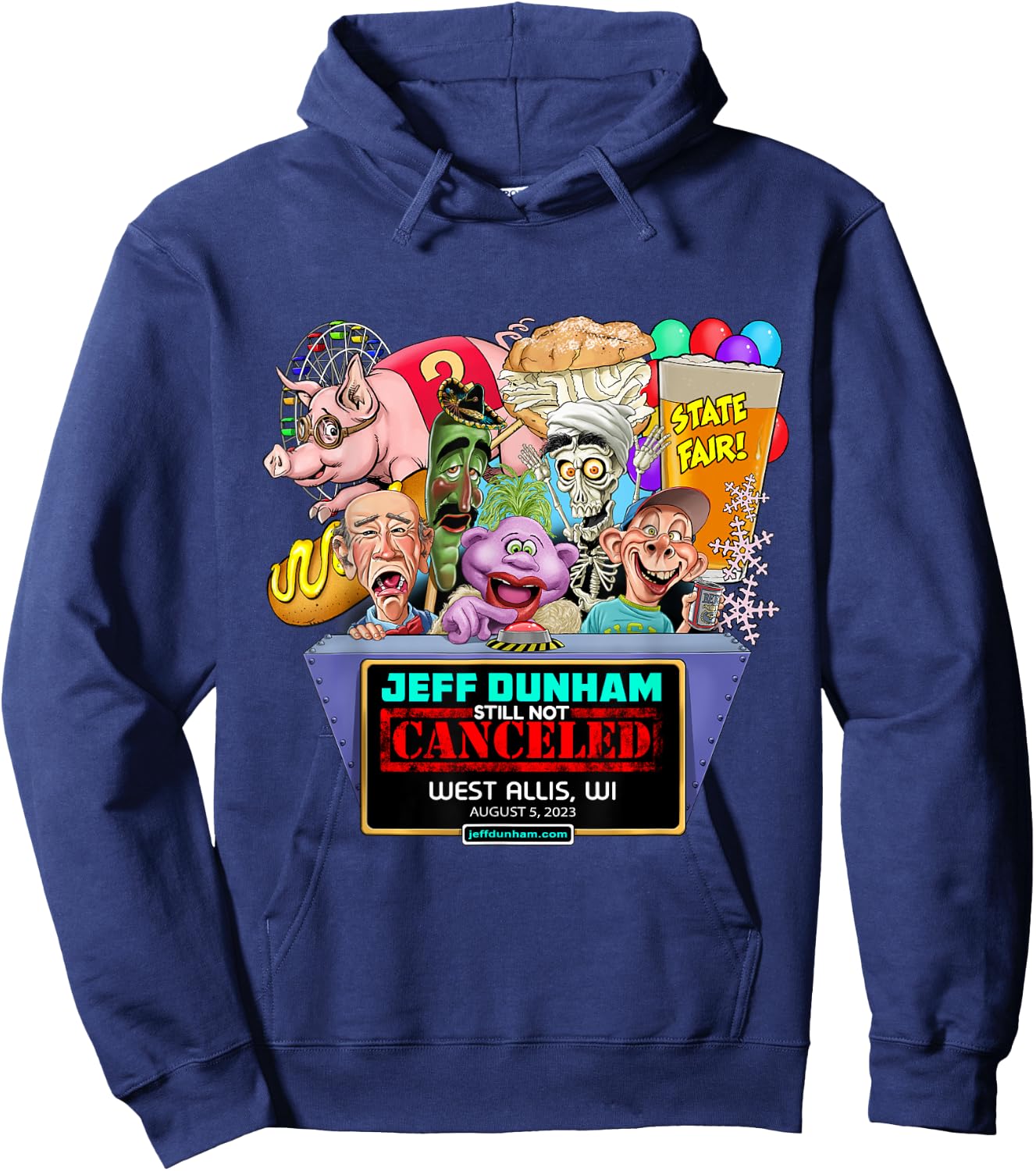 Jeff Dunham West Allis, WI (2023) Hoodie - Hoodie | Navy