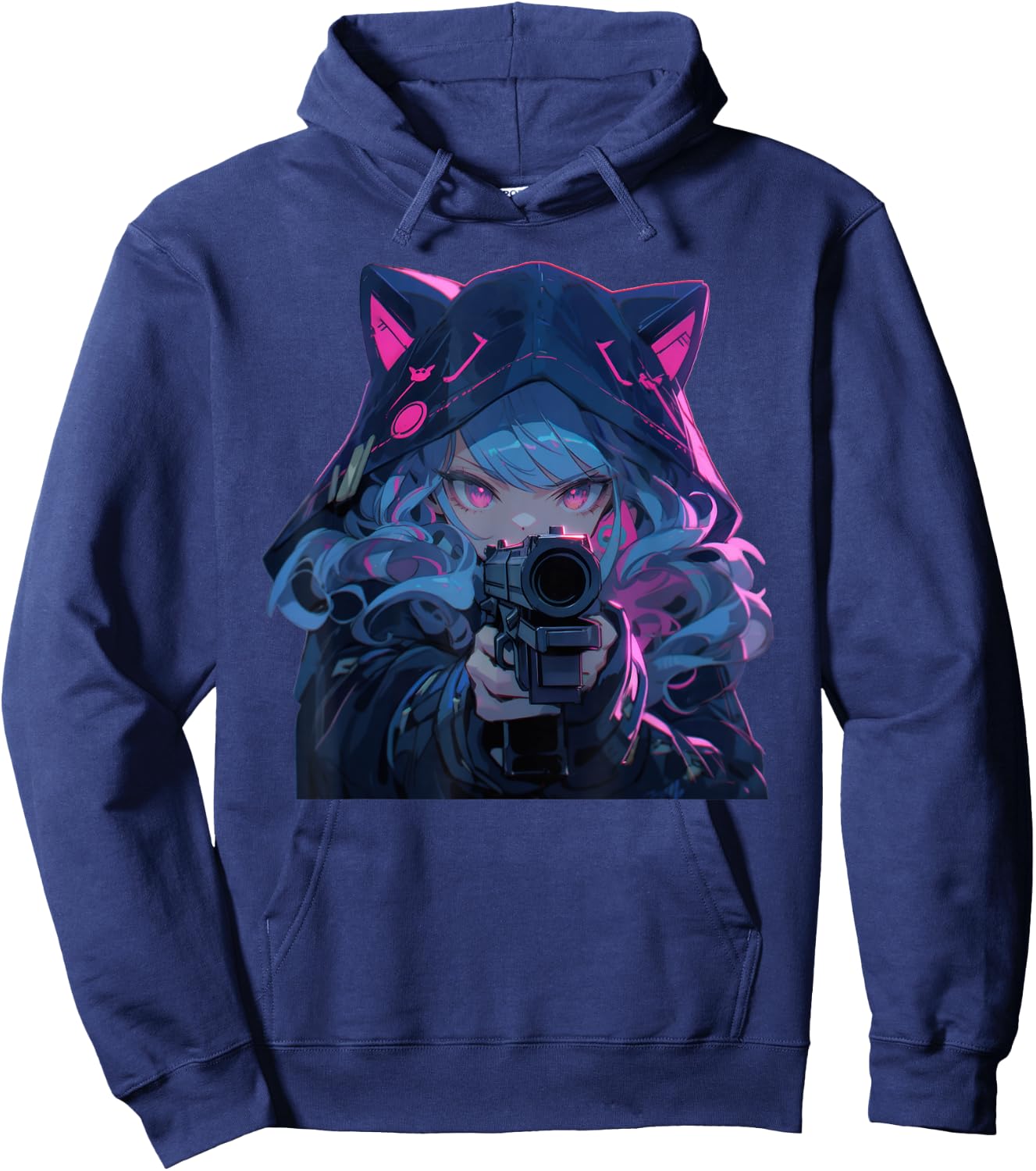 Cute Neko Anime Girl Assassin - Kawaii anime cat lover meow Hoodie - Hoodie | Navy
