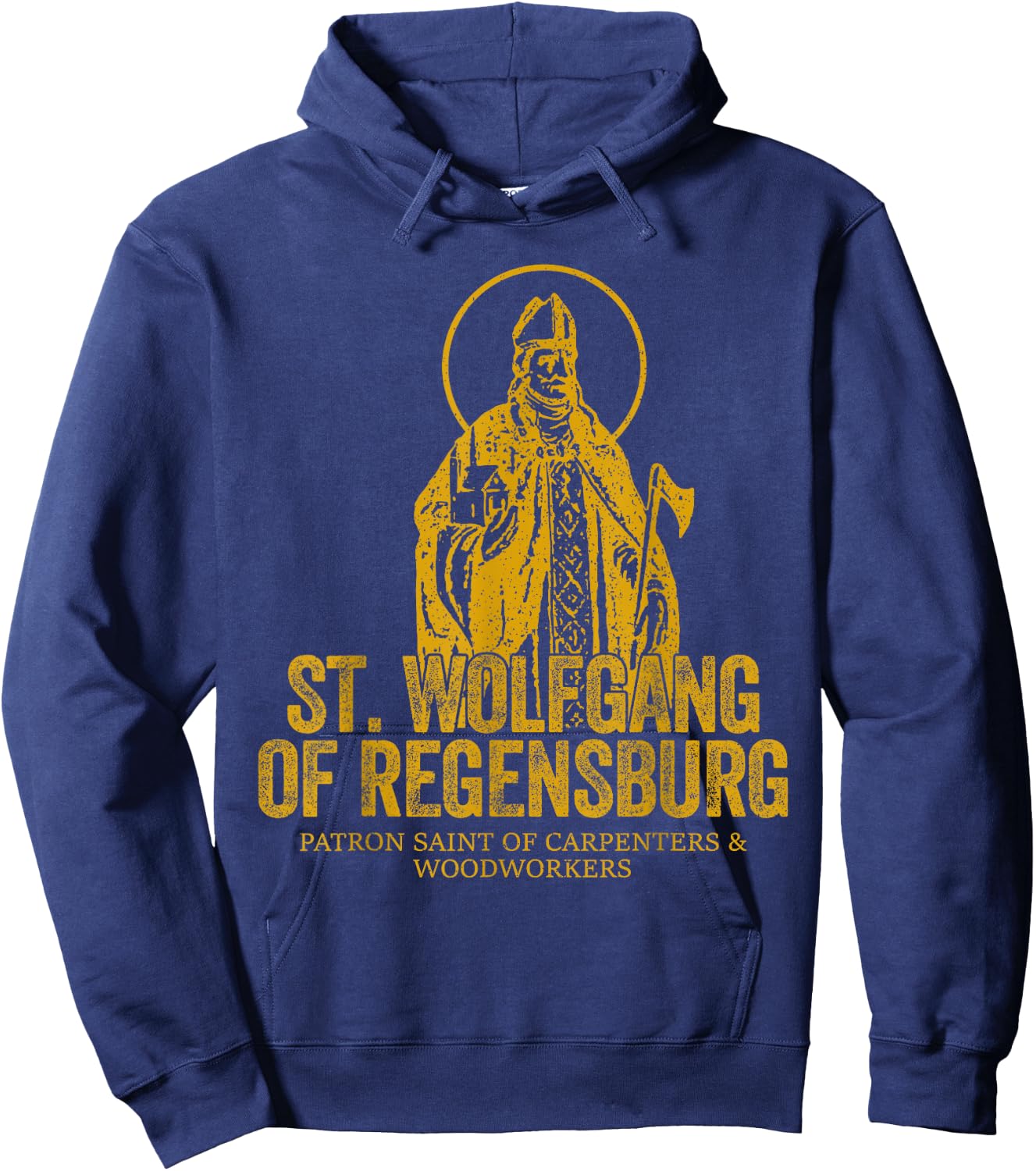 Catholicism Gold St. Wolfgang Of Regensburg Christian Saint Hoodie - Hoodie | Navy
