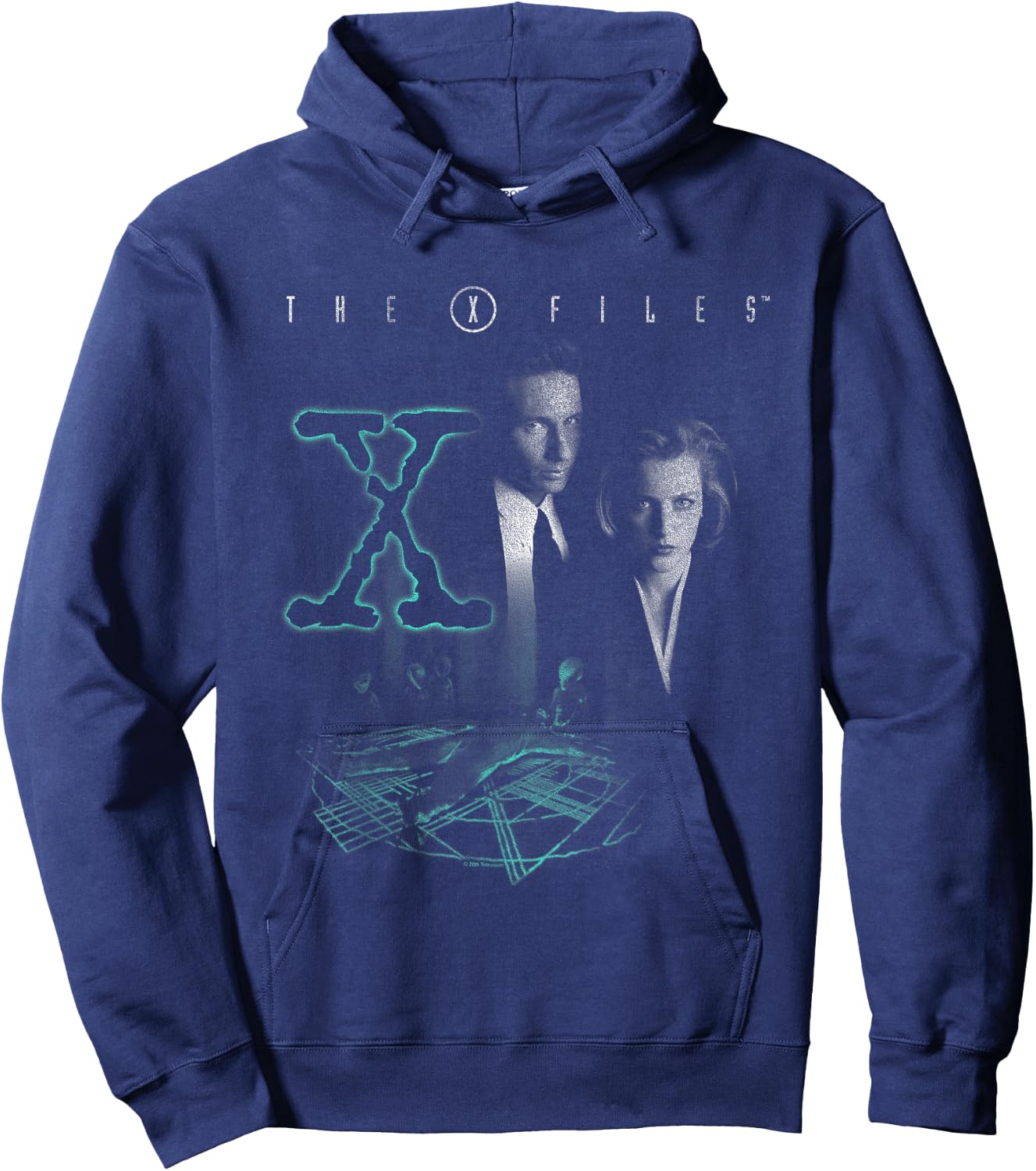 X-Files Mulder & Scully Glowing Logo Hoodie - Hoodie | Navy