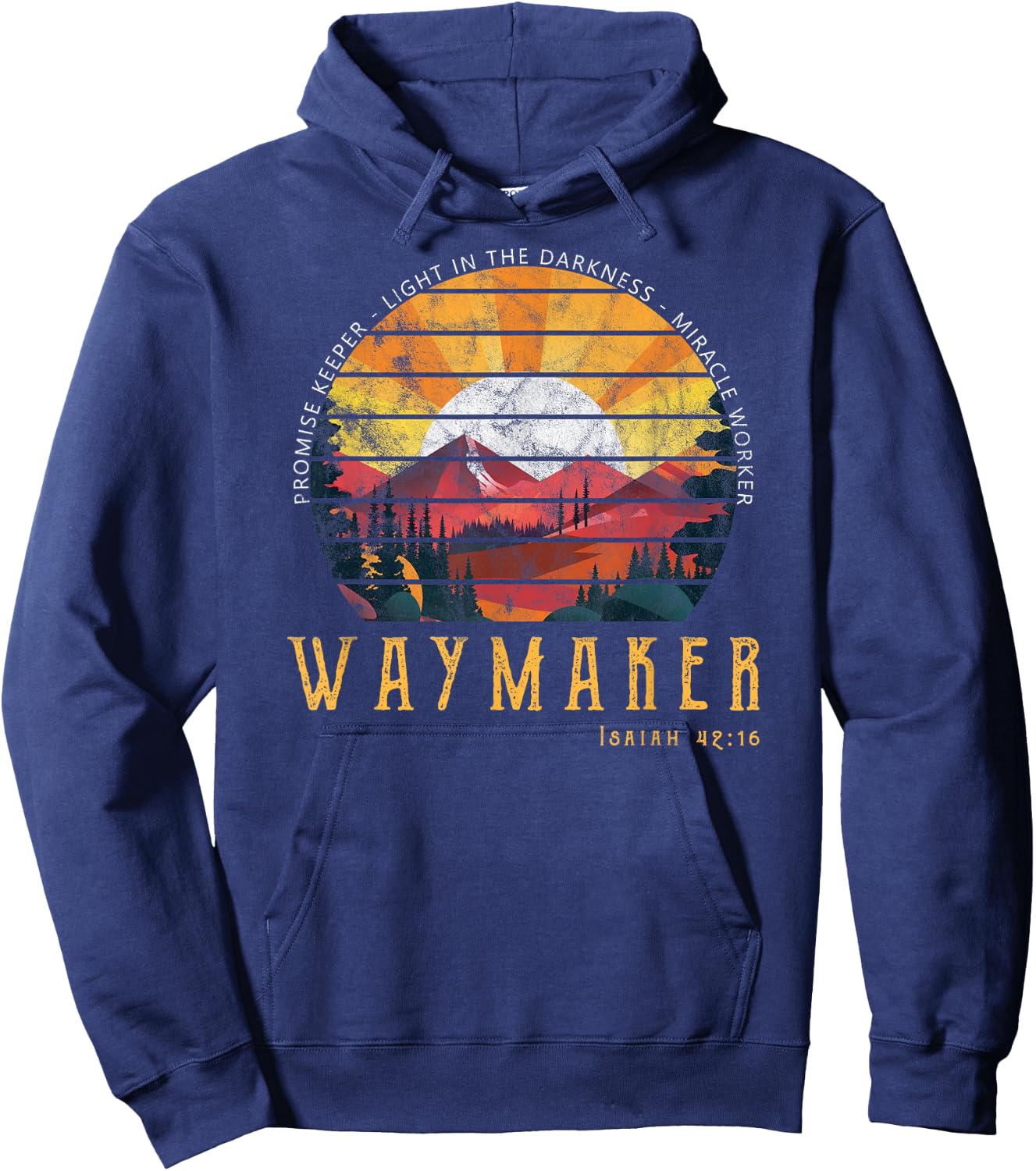 Vintage Waymaker Promise Keeper Miracle Worker Christian Hoodie - Hoodie | Navy