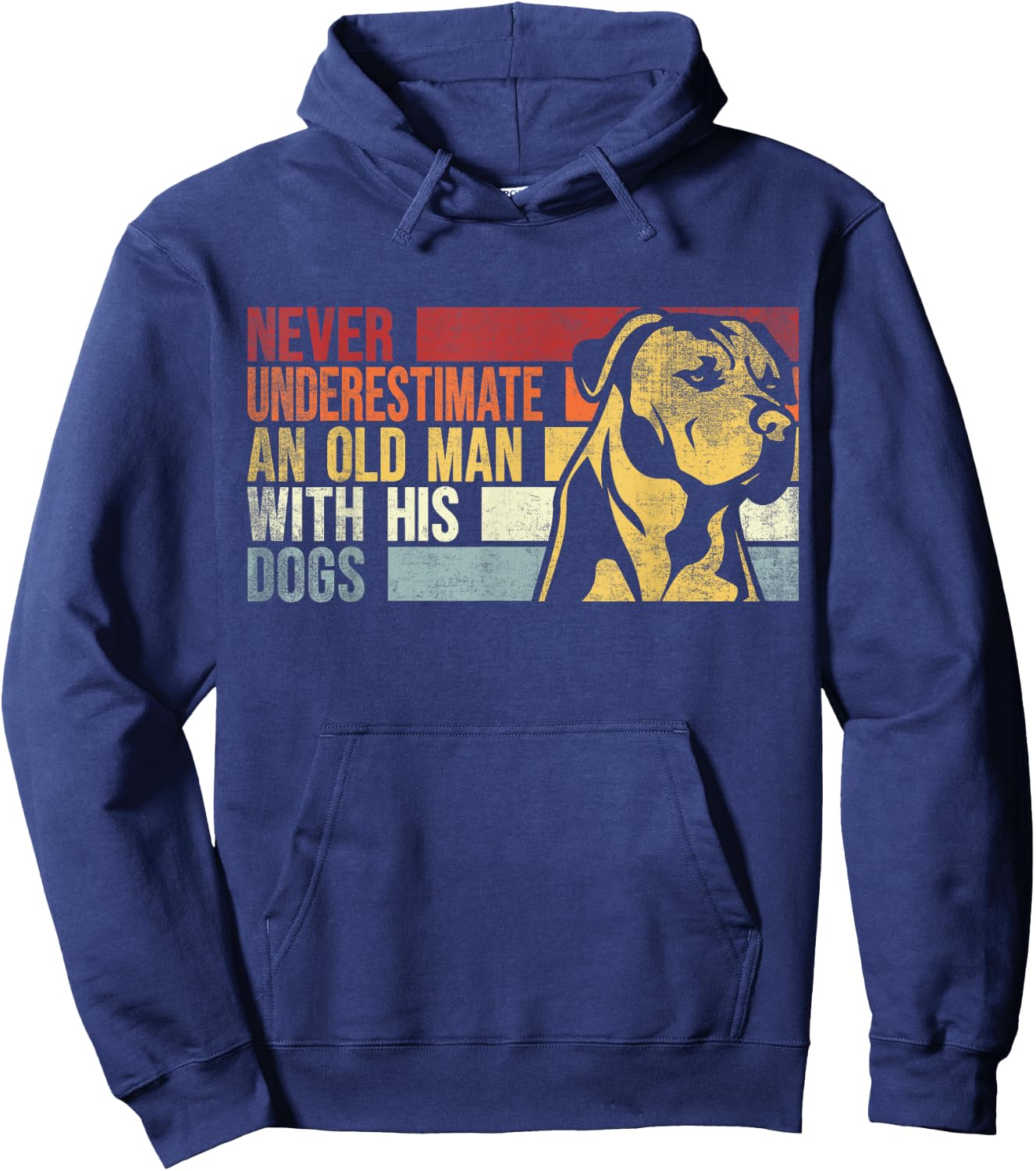 Never Underestimate An Old Man With His Dogs. Dogs Lovers Hoodie - Hoodie | Navy