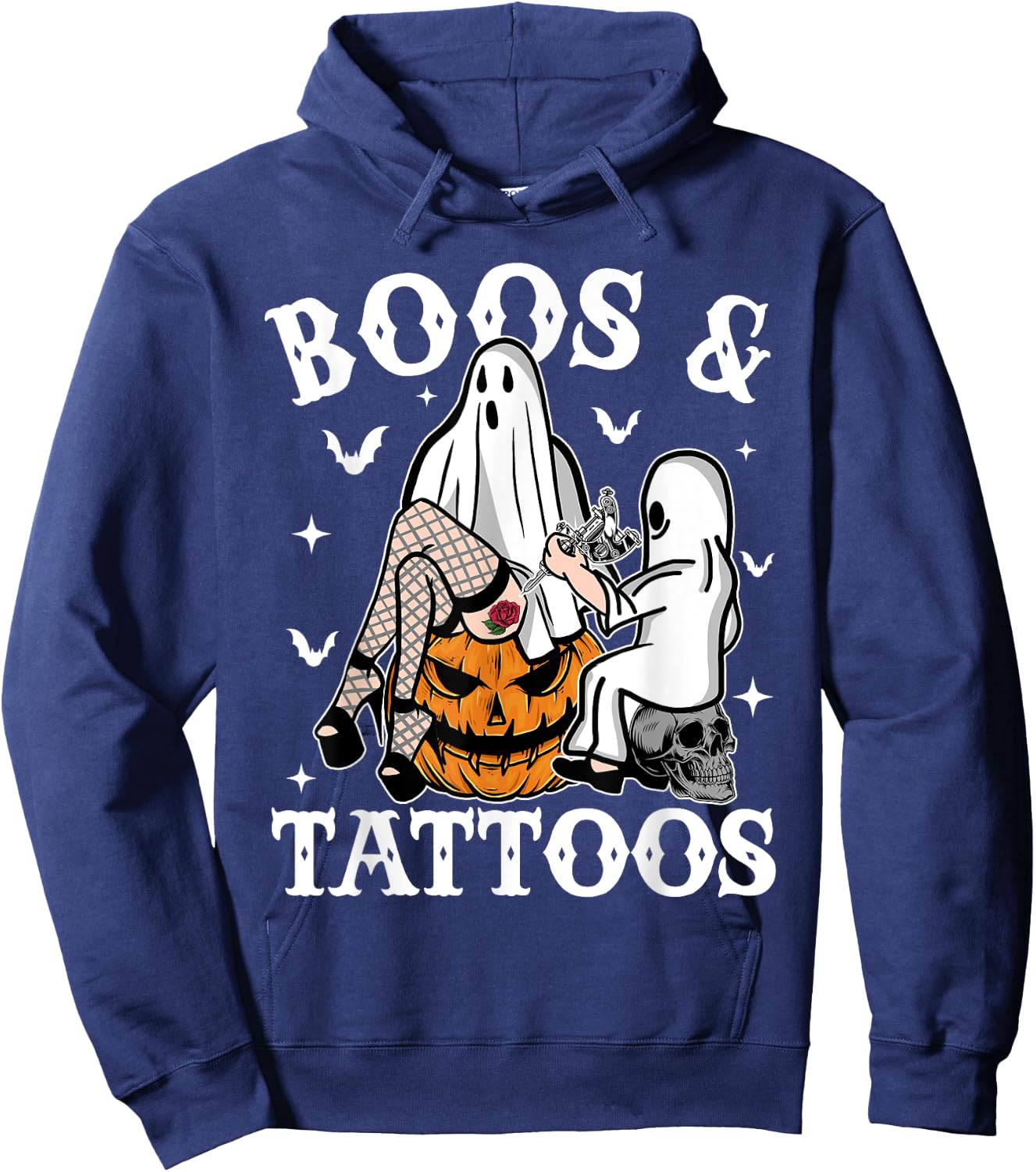 Ghosts Pumpkin Tattoo Artist Halloween Boos And Tattoos Hoodie - Hoodie | Navy