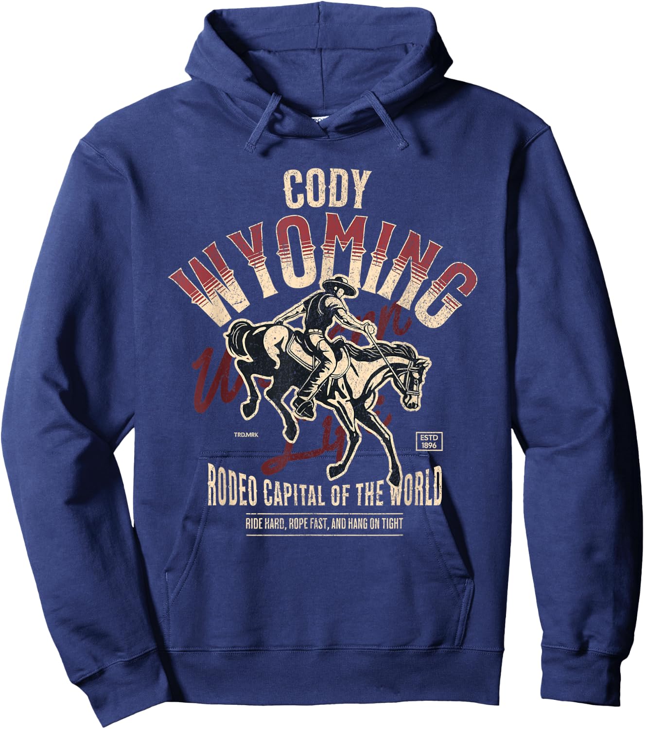 Cody Wyoming Rodeo Capital of the World Est 1896 Hoodie - Hoodie | Navy