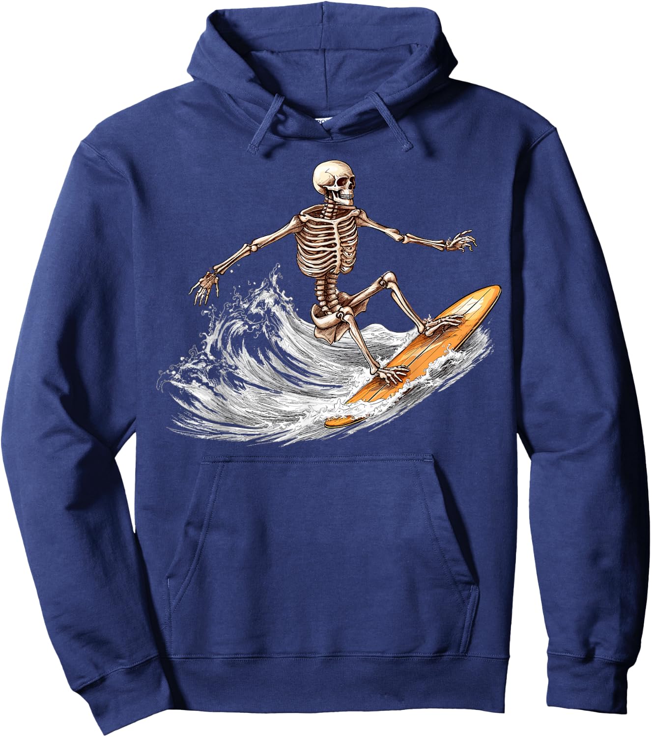 Skeleton Surfer Surfboard Beach Summer Surf Surfing Men Women Kids Hoodie - Hoodie | Navy