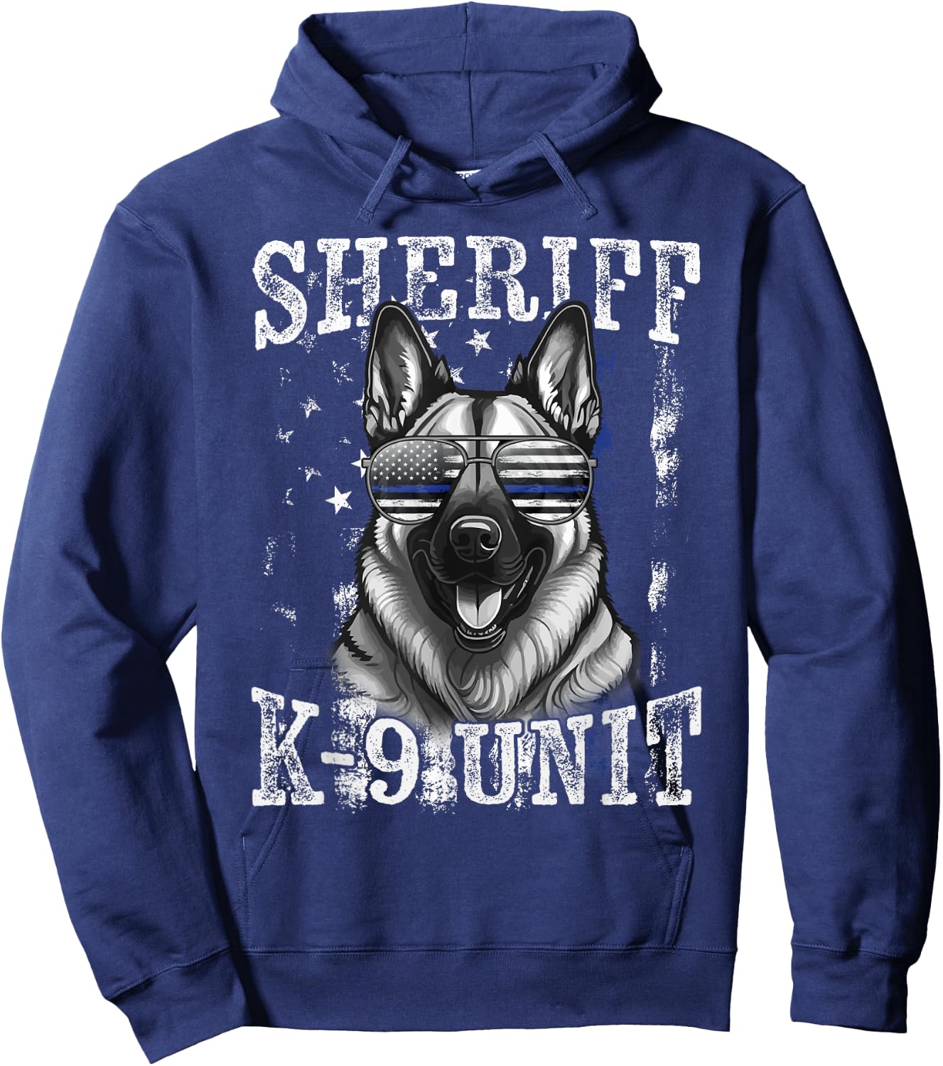 Blue Line American Flag German Shepherd Dog Sheriff K-9 Unit Hoodie - Hoodie | Navy