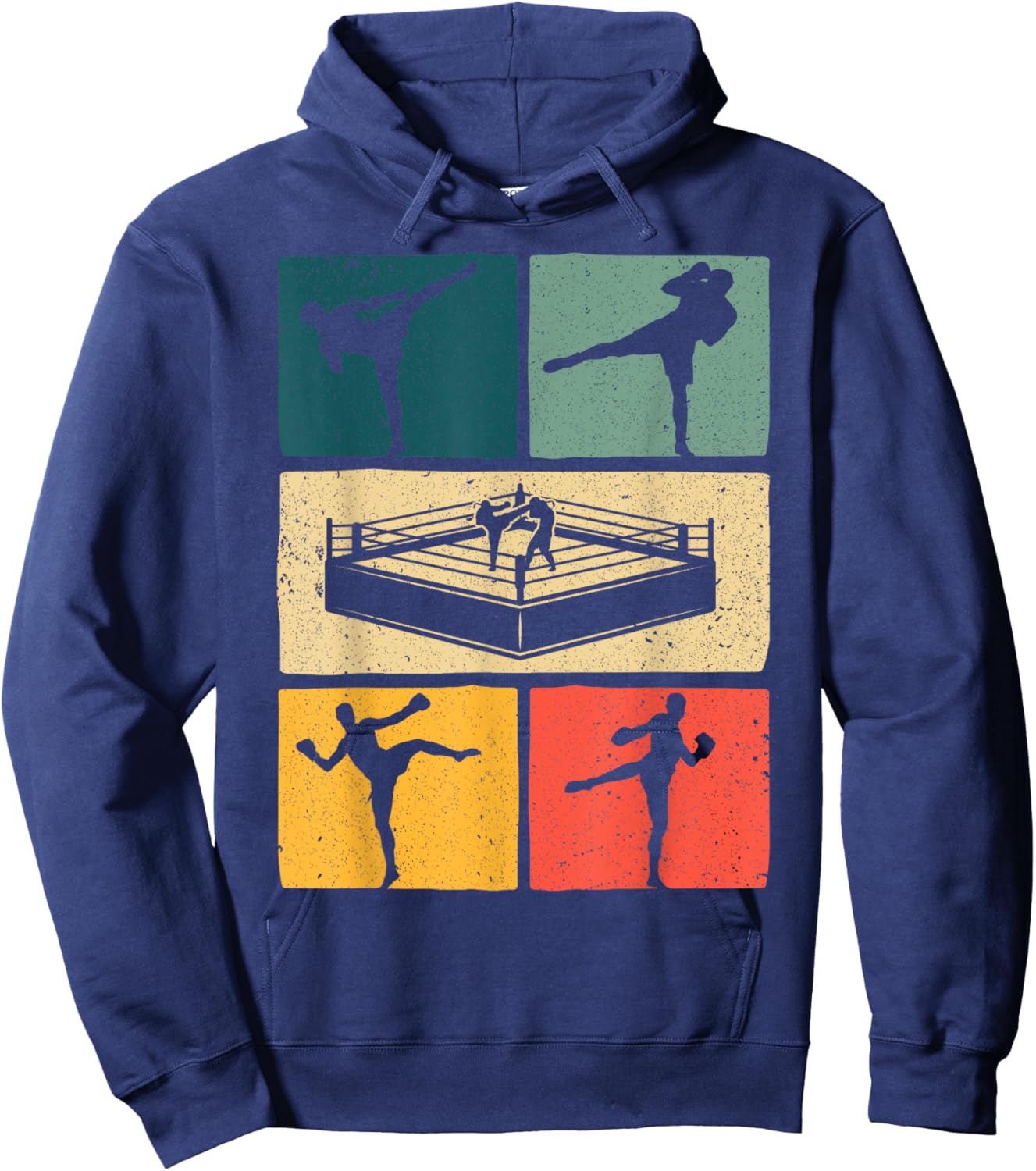 Vintage Kickboxing Art Women Kickboxer Sports Lover Hoodie - Hoodie | Navy