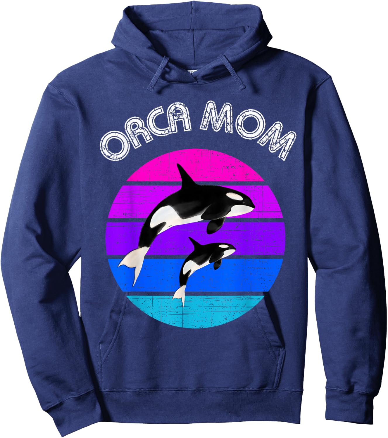 80s Orca Mom Retro Vintage Sunset Hoodie - Hoodie | Navy