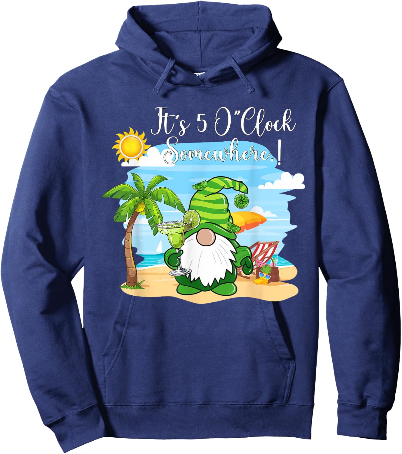 Margarita Gnome It's 5 o'clock somewhere Beach Vacay Hoodie - Hoodie | Navy