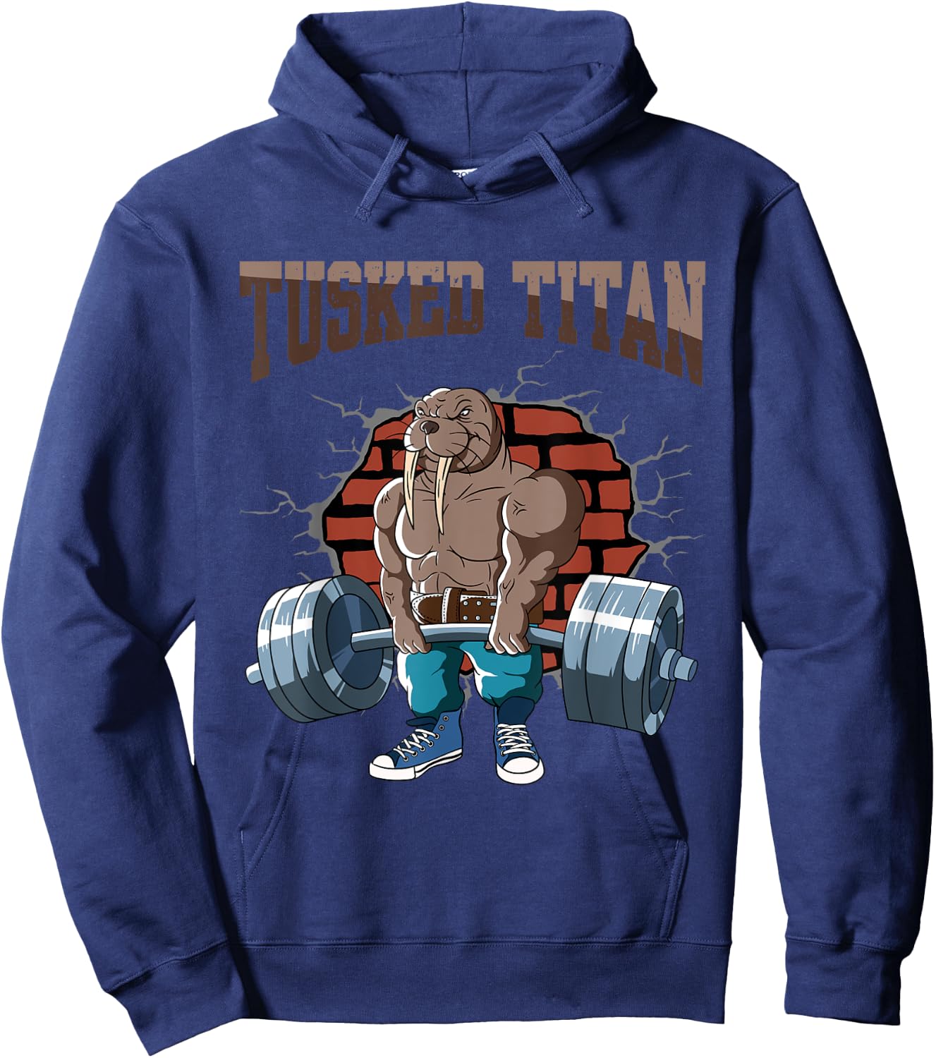 Fitness Walrus doing Deadlift Workout Training Gym Hoodie - Hoodie | Navy