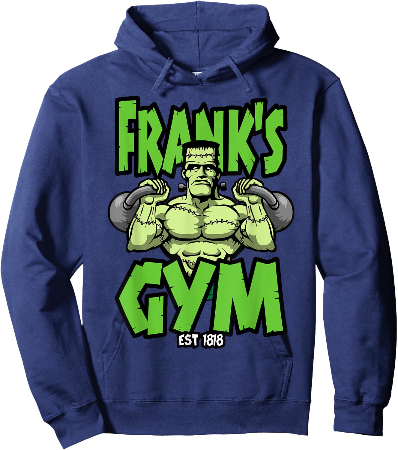Frankenstein Kettlebell Fitness Gym Halloween Workout Hoodie - Hoodie | Navy