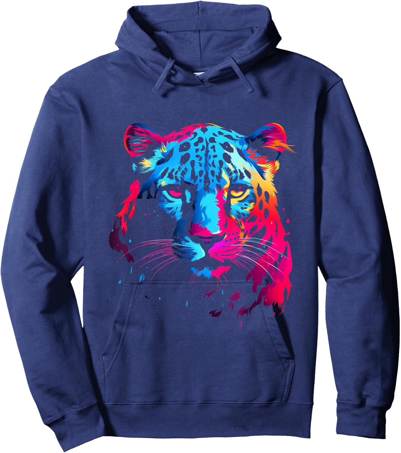 Snow Leopard Wildlife Colorful Design Leopard Lover Animal Hoodie - Hoodie | Navy