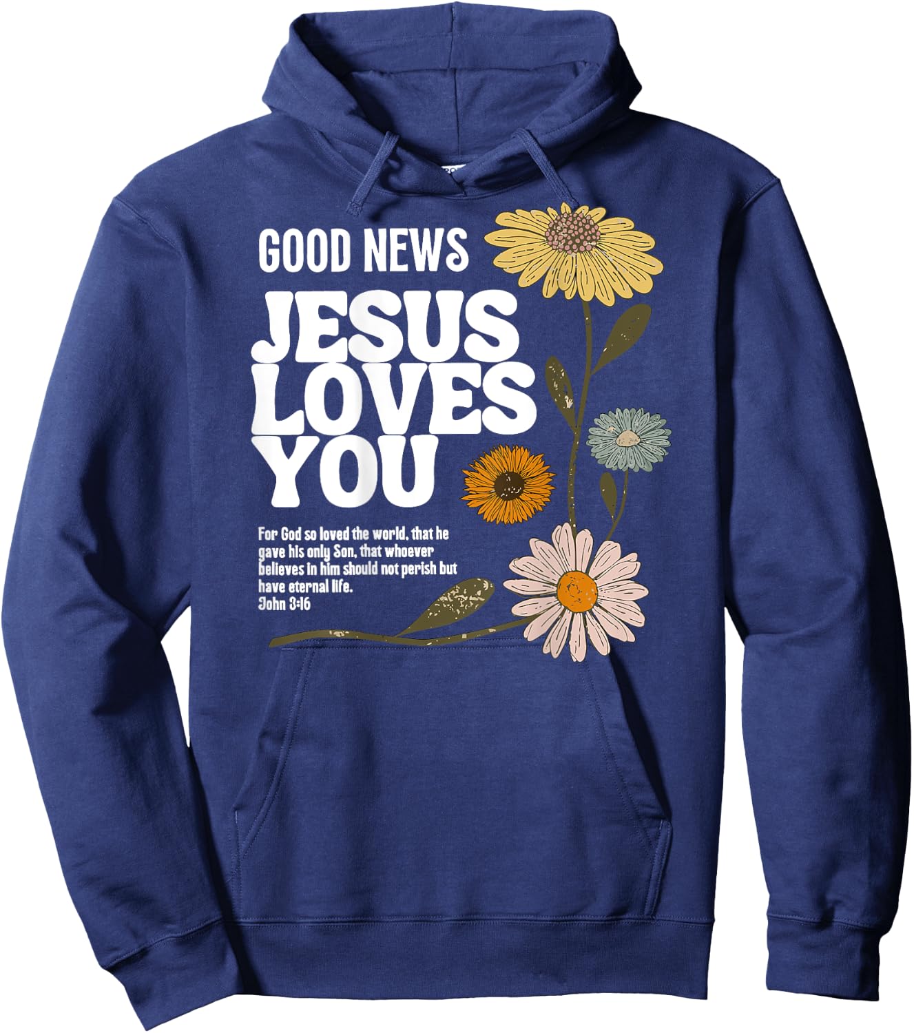Good News Jesus Loves You Hoodie - Hoodie | Navy