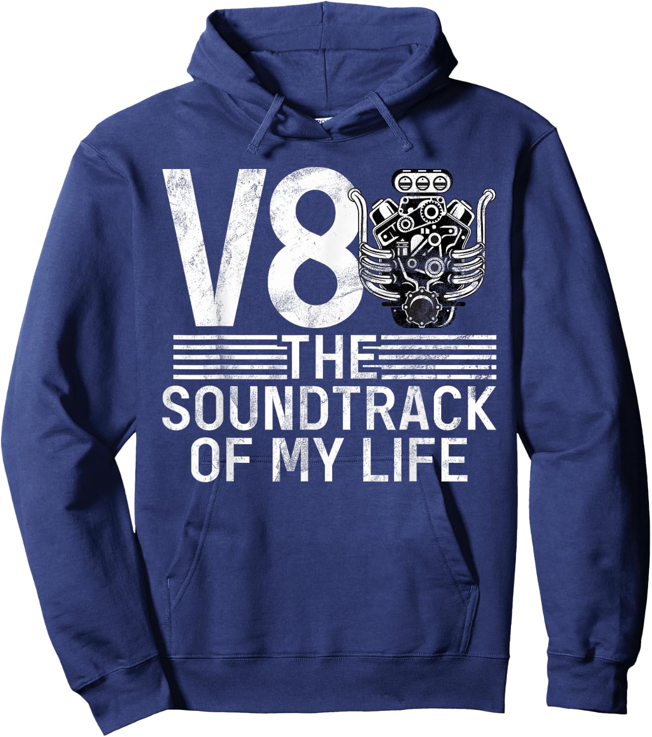V8 the Soundtrack of my Life Muscle Car Hoodie - Hoodie | Navy