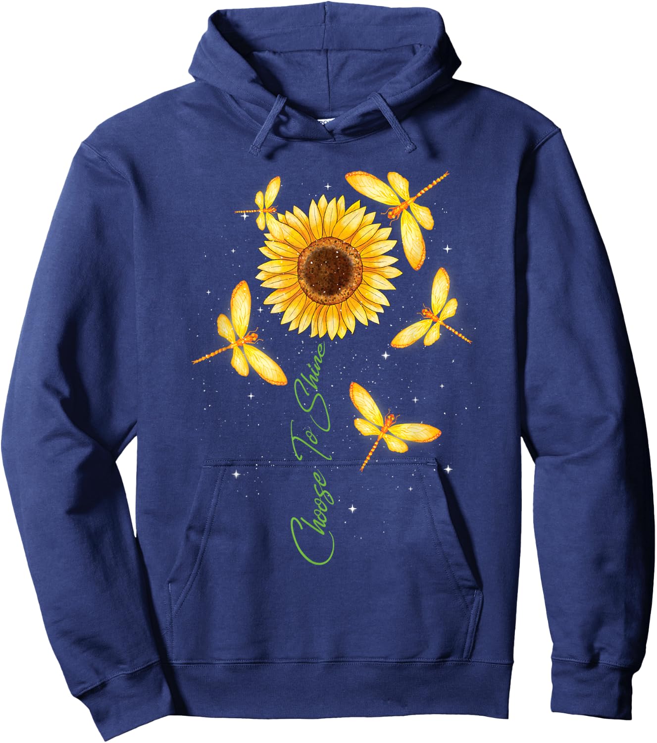 Choose To Shine - Sunflower Dragonfly Lover Insects Hoodie - Hoodie | Navy