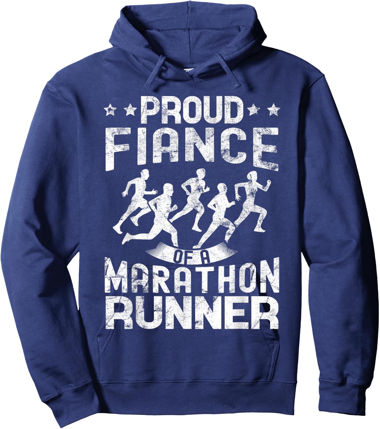 Proud Fiance of a marathon runner Fiance gifts distressed Hoodie - Hoodie | Navy