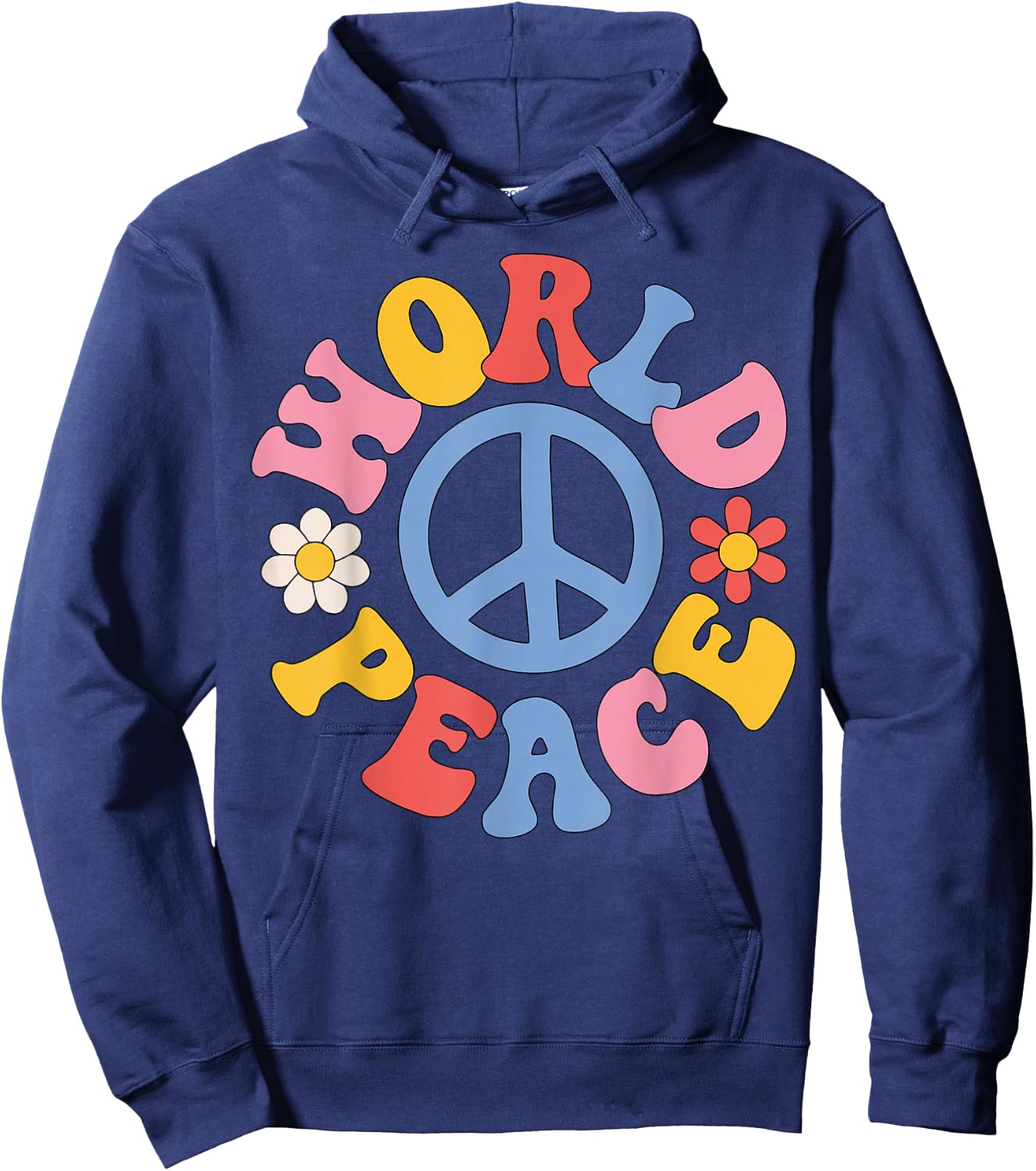 Peace Sign World 60's Retro Design Groovy 70s Hippie Hoodie - Hoodie | Navy