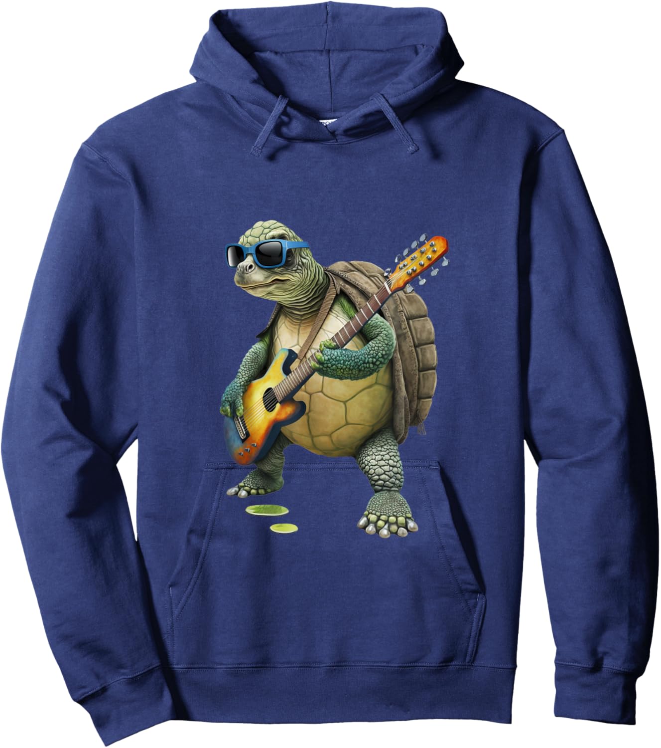 Turtle Playing Electric Guitar - Animal Turtle Lover Guitar Hoodie - Hoodie | Navy