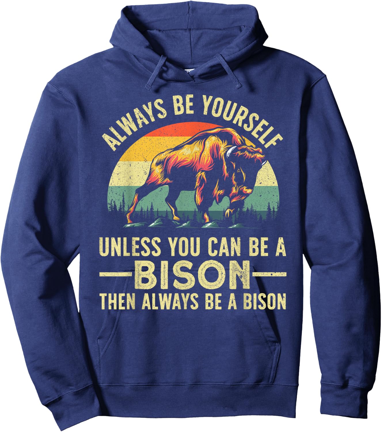Best Bison Design Women Kids Buffalo Bison Lovers Hoodie - Hoodie | Navy