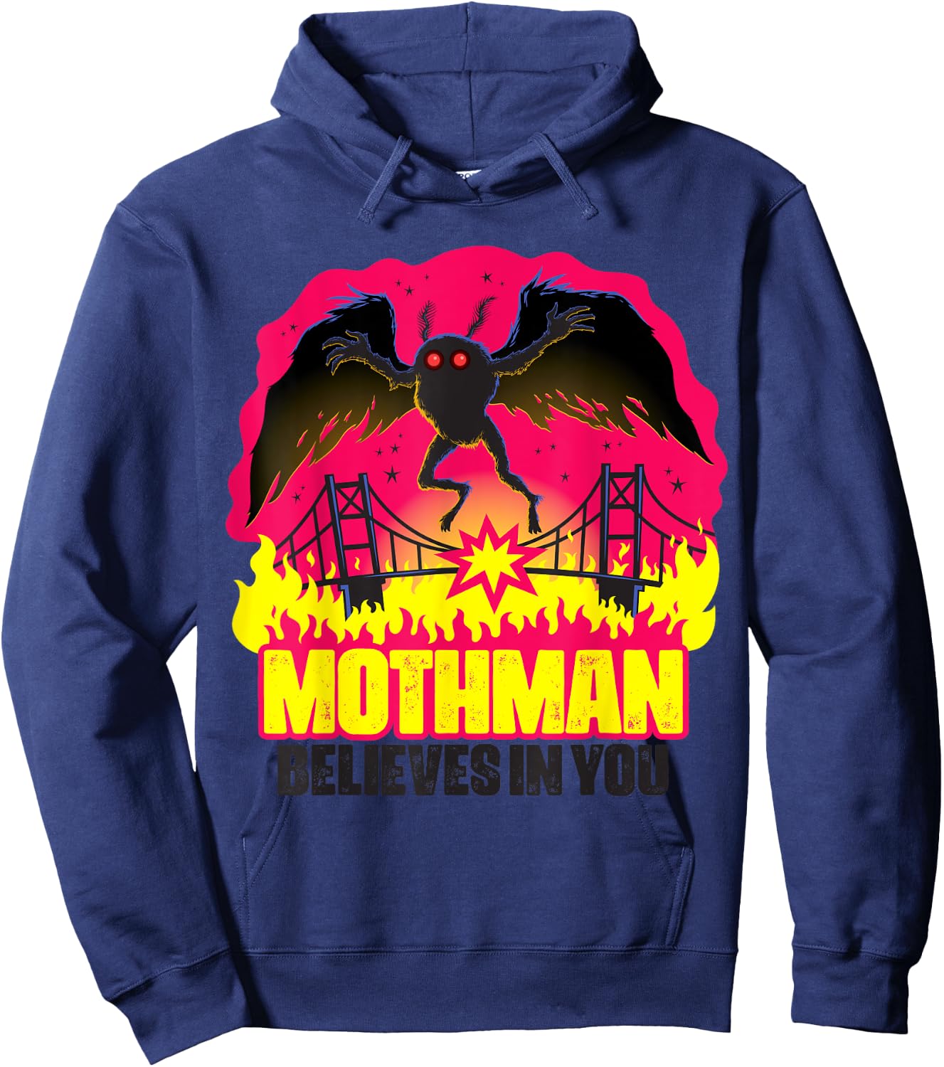 Mothman Believes In You Folklore Creepy Cryptid Creature Hoodie - Hoodie | Navy