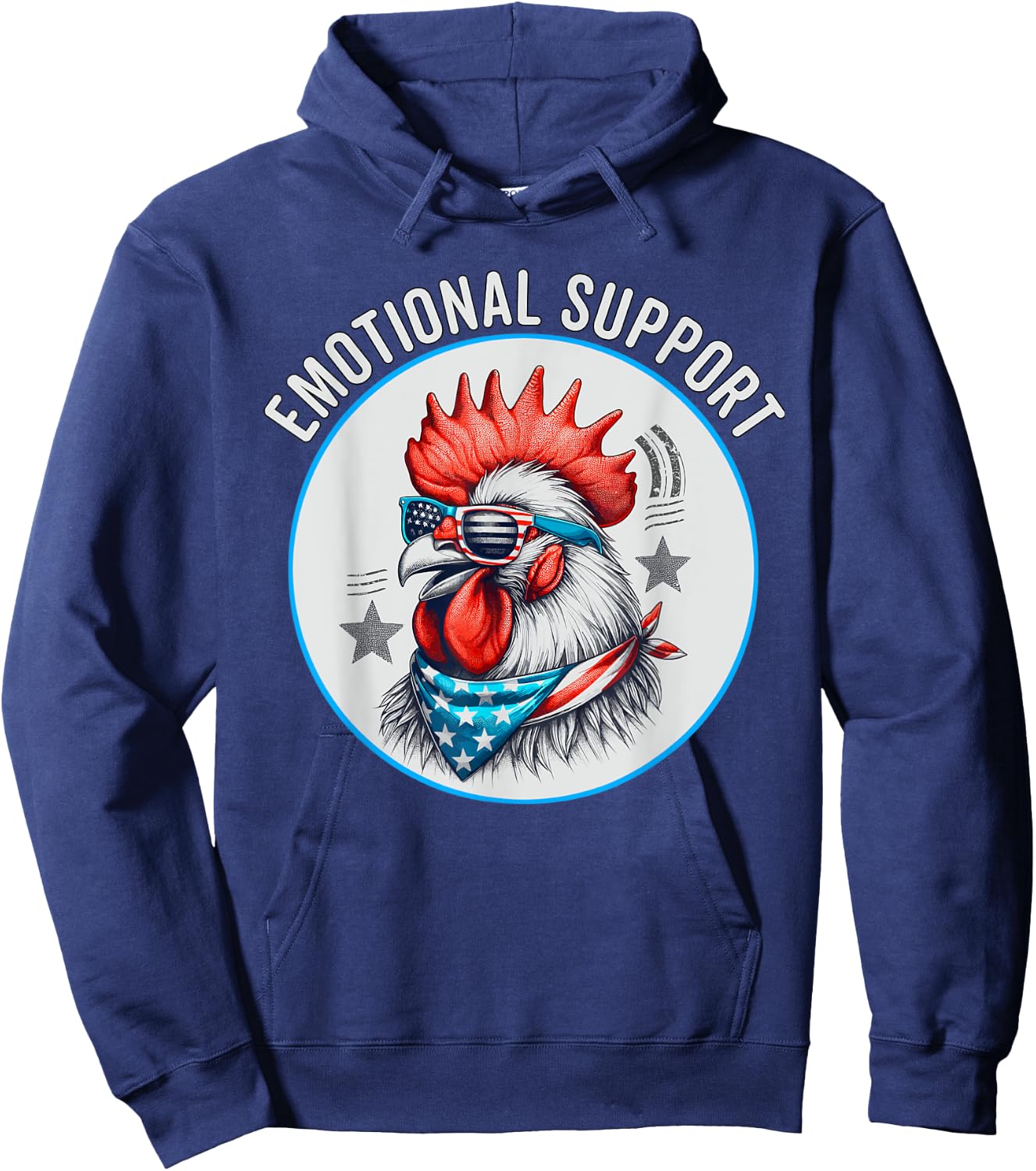 Chicken Emotional Support Cock with American Flag Men Hoodie - Hoodie | Navy