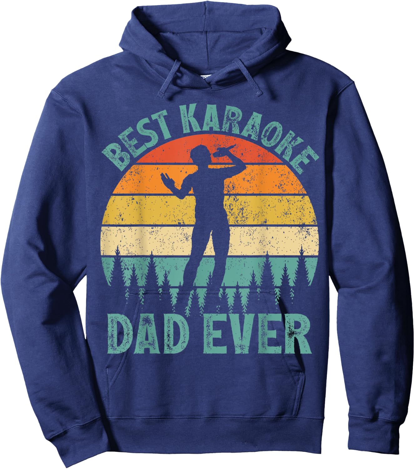 Funny Vintage Best Karaoke Dad Ever Father's Day Hoodie - Hoodie | Navy