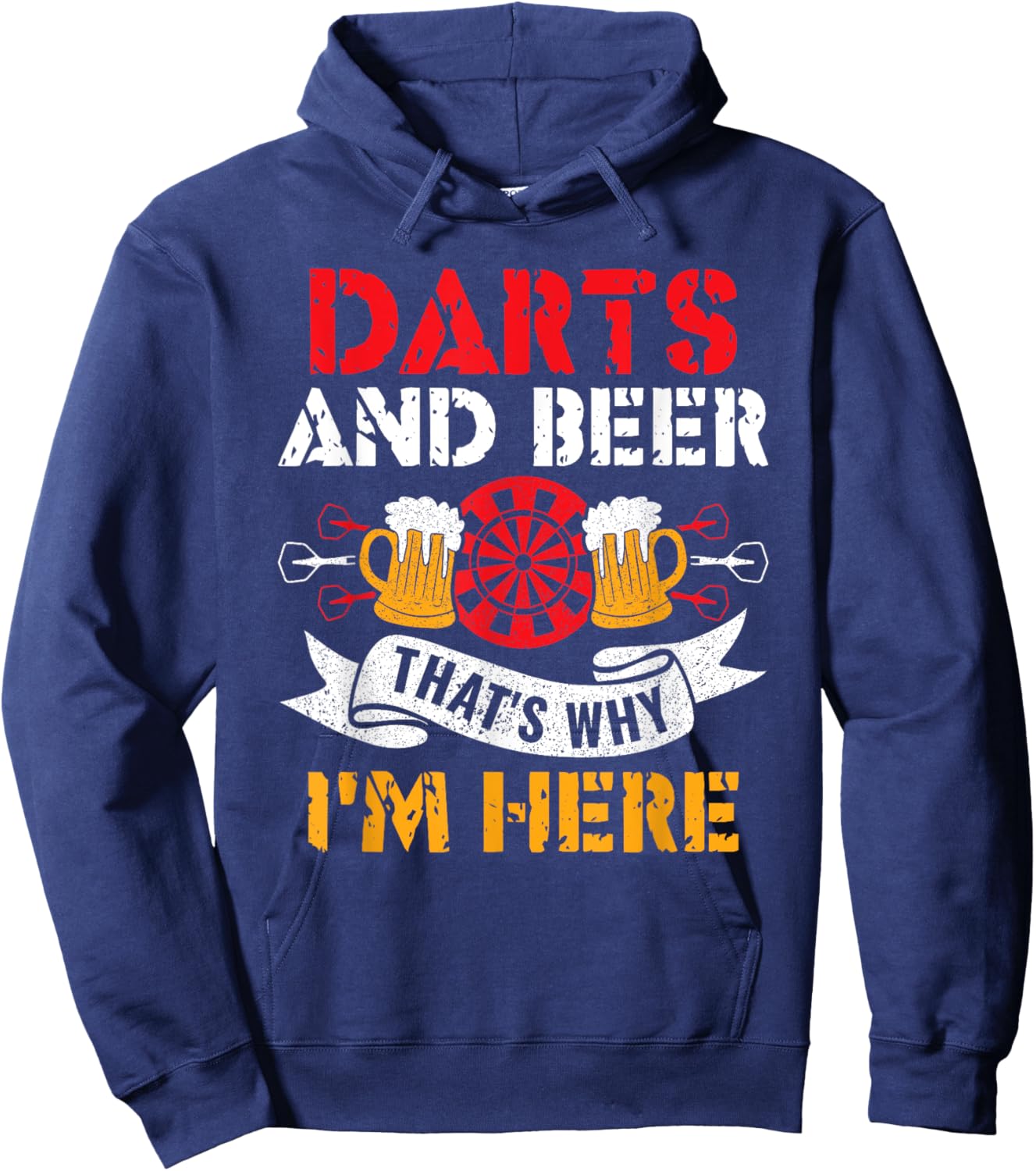 Darts und Bier Deshalb bin ich hier Funny Dart Player Hoodie - Hoodie | Navy