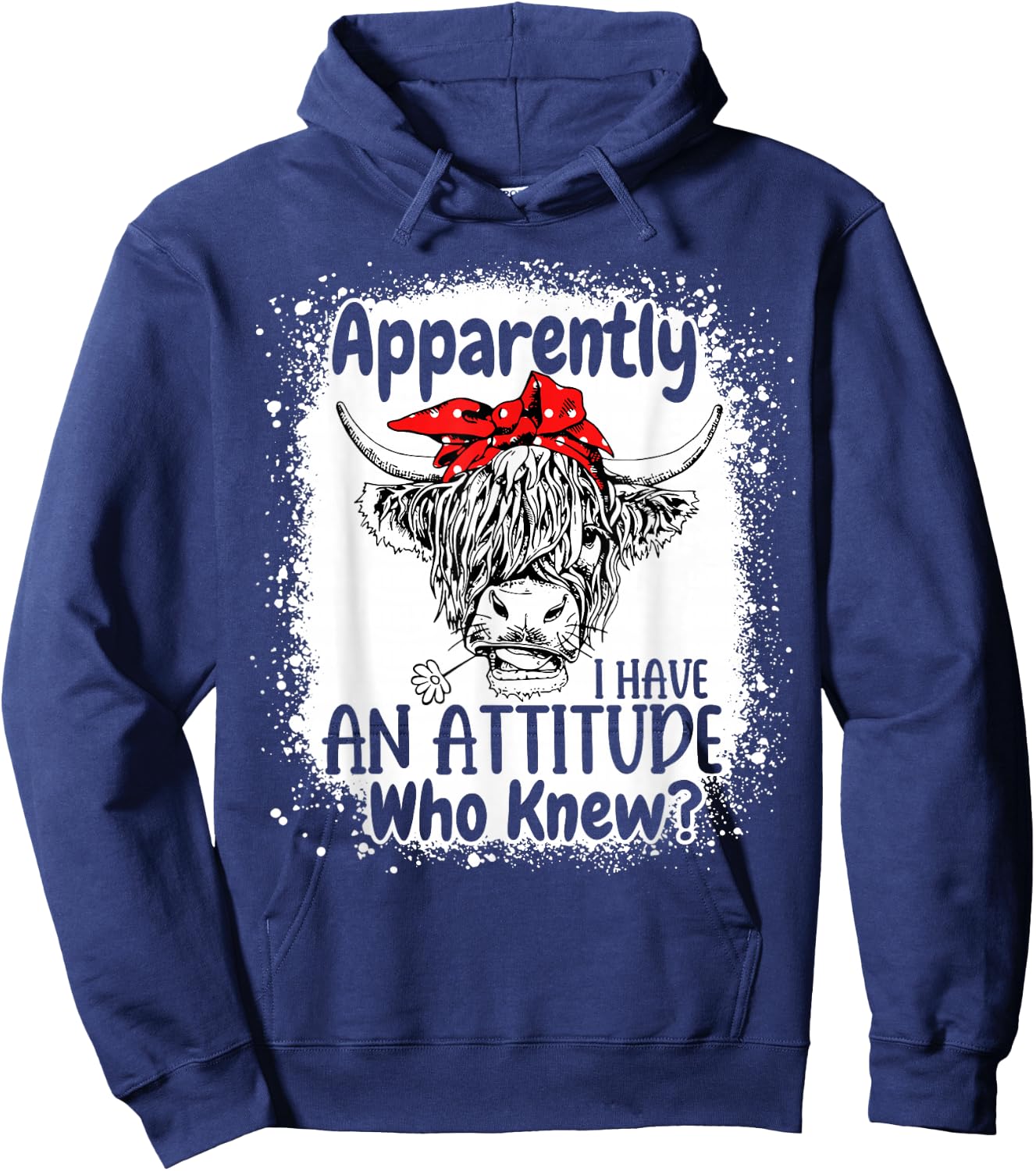 Apparently I Have An Attitude Who Knew Bleached Highland Cow Hoodie - Hoodie | Navy