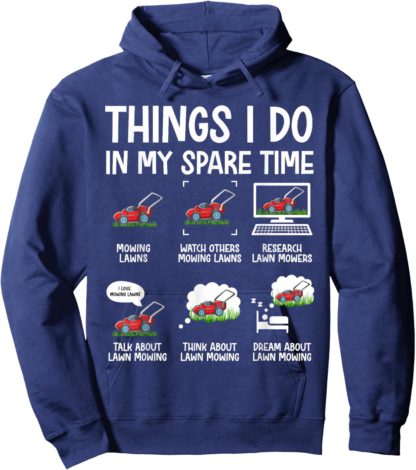 Funny Lawn Mower Clothes Gifts for Landscapers Gardener Men Hoodie - Hoodie | Navy