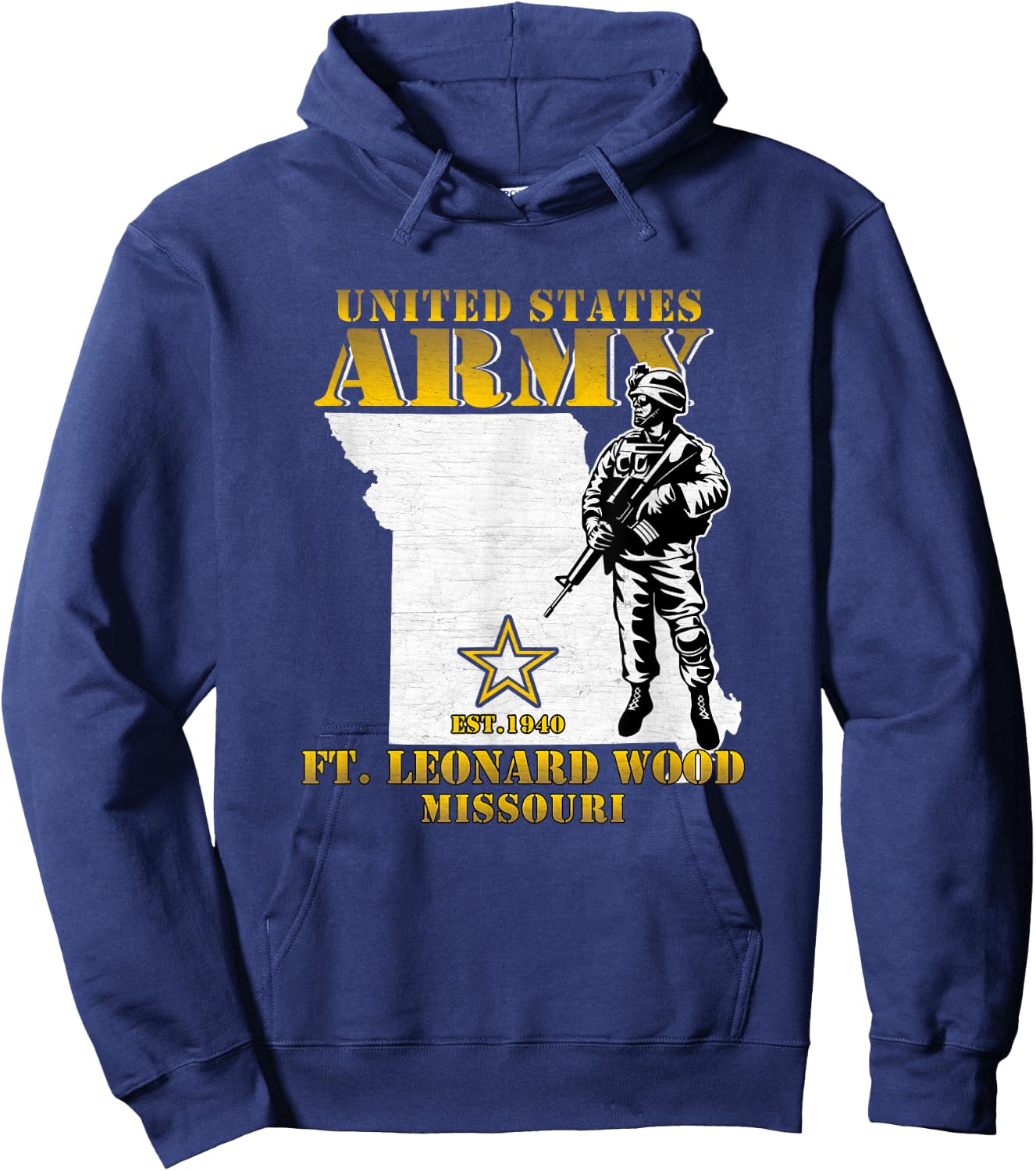 Fort Leonard Wood Missouri Us Army Base Veterans Vintage Hoodie - Hoodie | Navy
