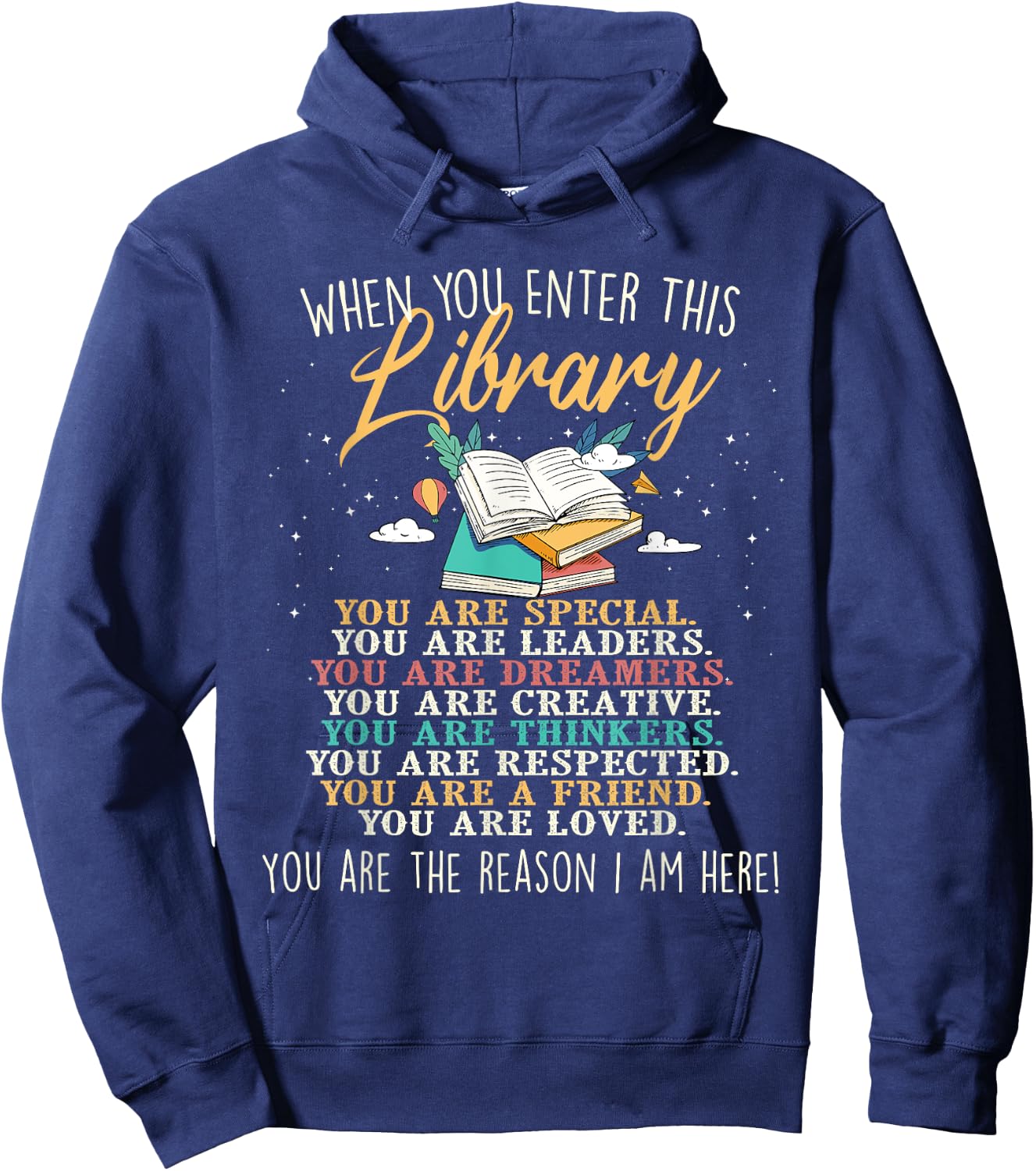 When You Enter This Library - Librarian Bookworm Book Reader Hoodie - Hoodie | Navy
