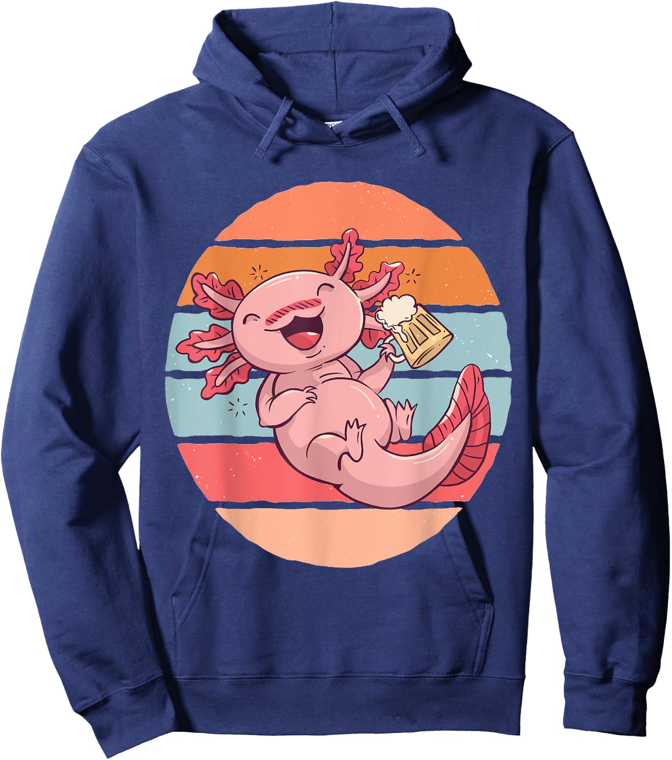 Axolotl loves Beer I Love Beer A-Lotl Axolotl fans Drinks Hoodie - Hoodie | Navy
