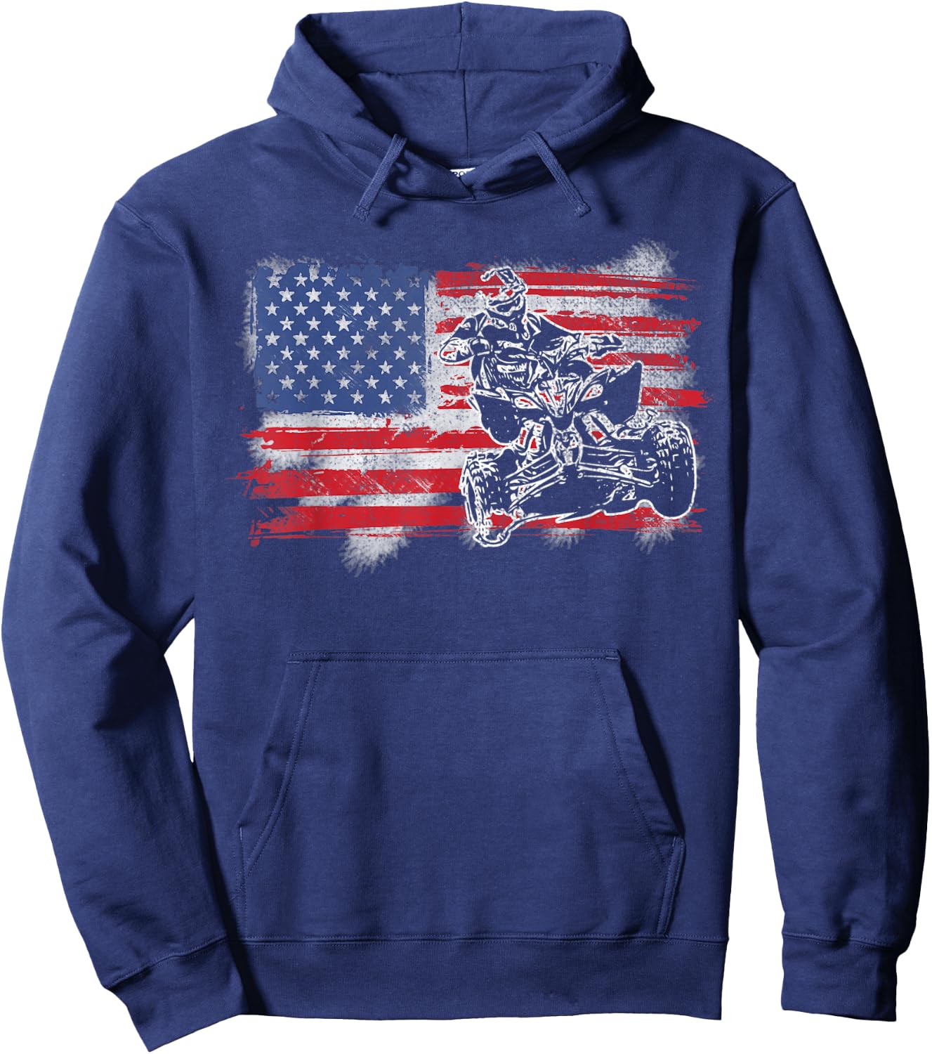 American USA Flag ATV Four Wheeler Quad Bike Brap Hoodie - Hoodie | Navy