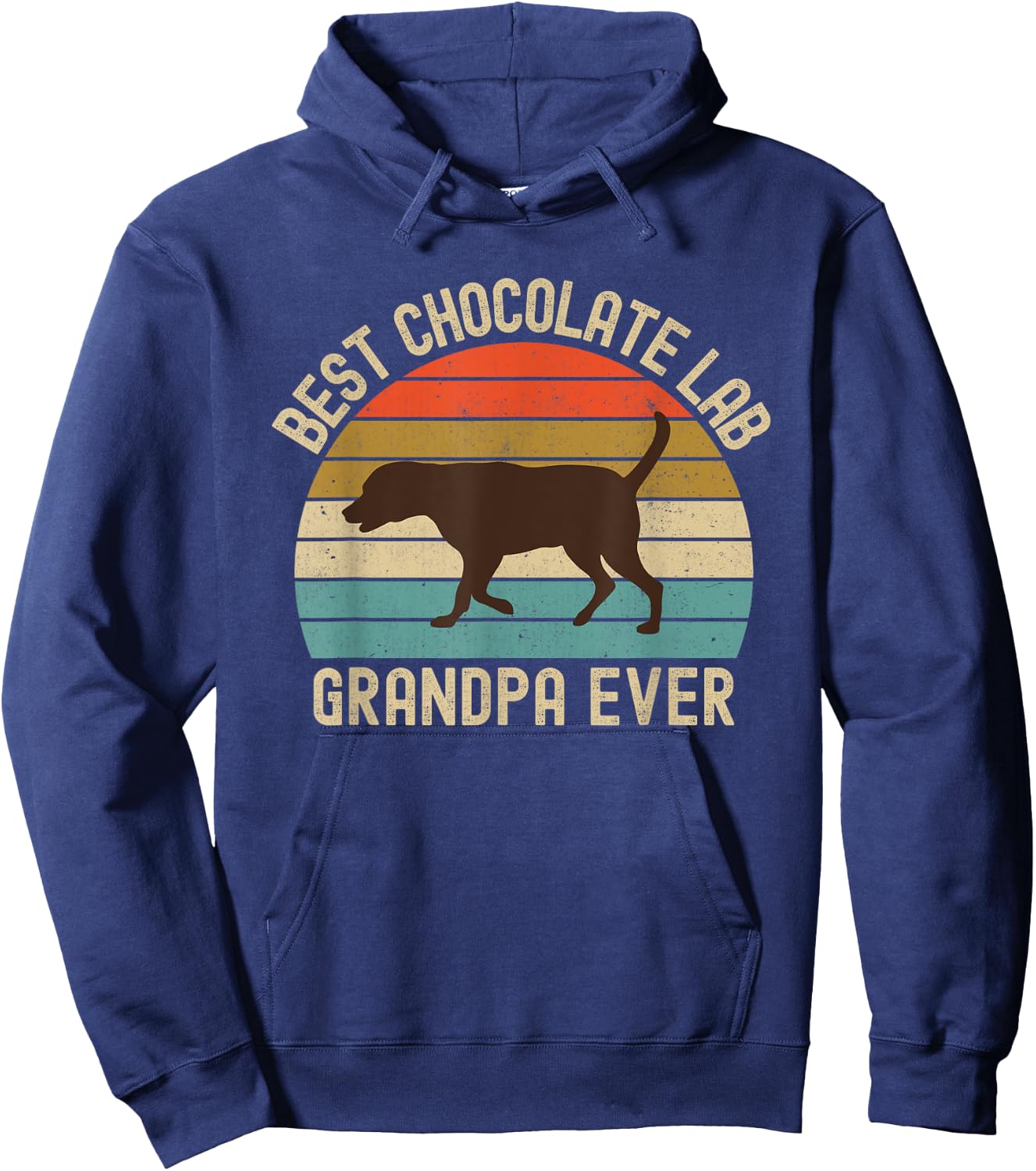 Best Chocolate Lab Grandpa Ever Labrador Retriever Vintage Hoodie - Hoodie | Navy