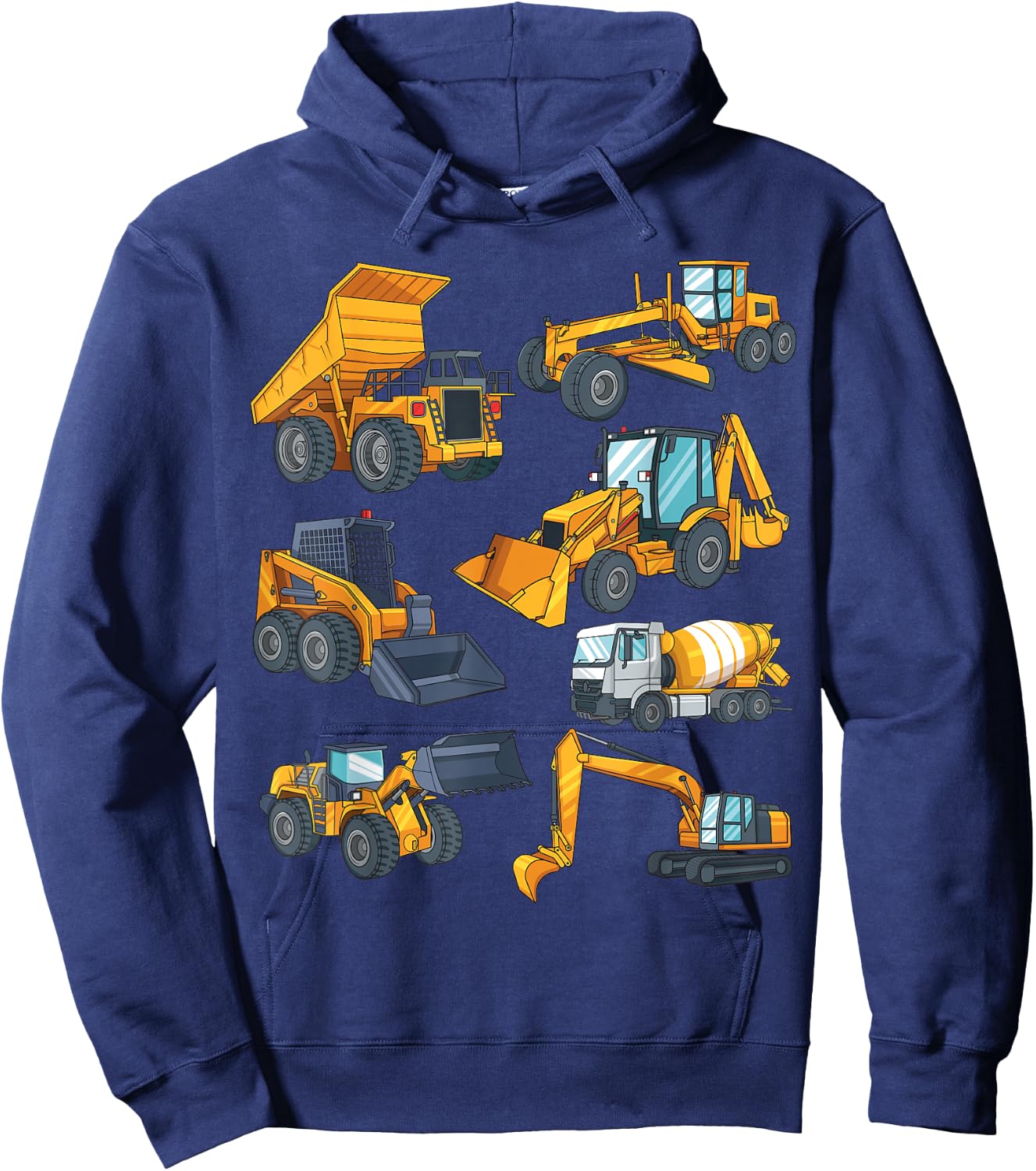 Construction Vehicles for Boys Dump Truck Bull Dozer Hoodie - Hoodie | Navy