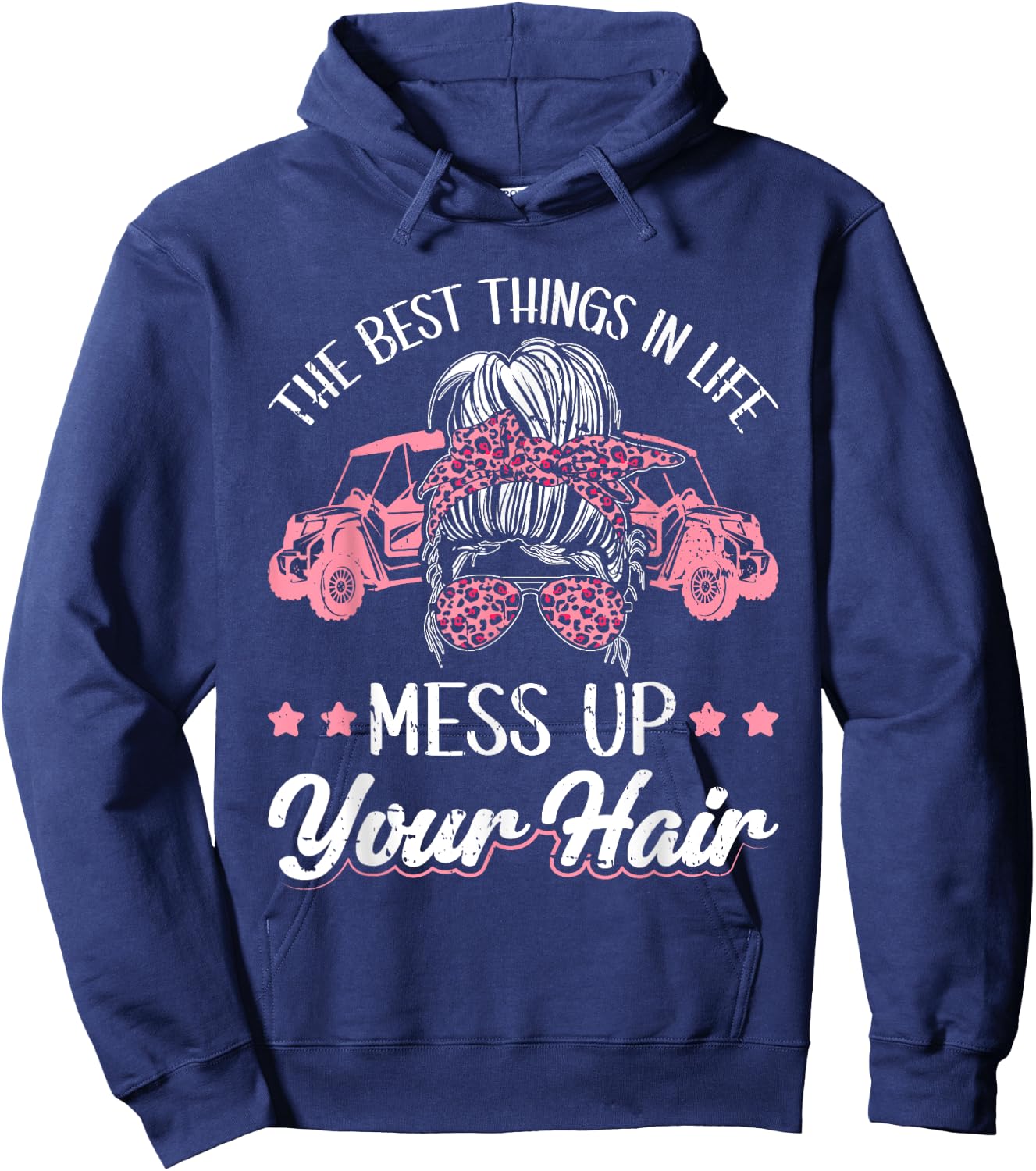 Women Motorcycle The Best Things In Life Mess Up Your Hair Hoodie - Hoodie | Navy