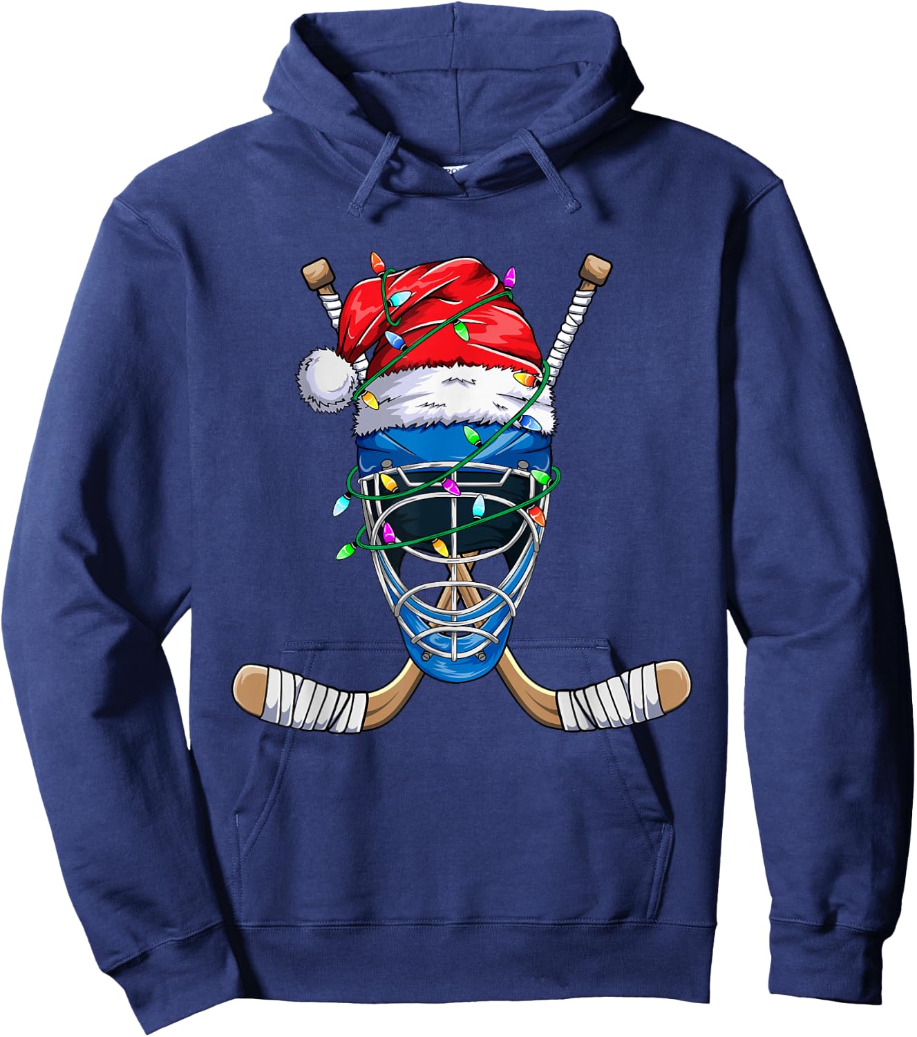 Santa Sports Design Boys Christmas Hockey Player Hoodie - Hoodie | Navy